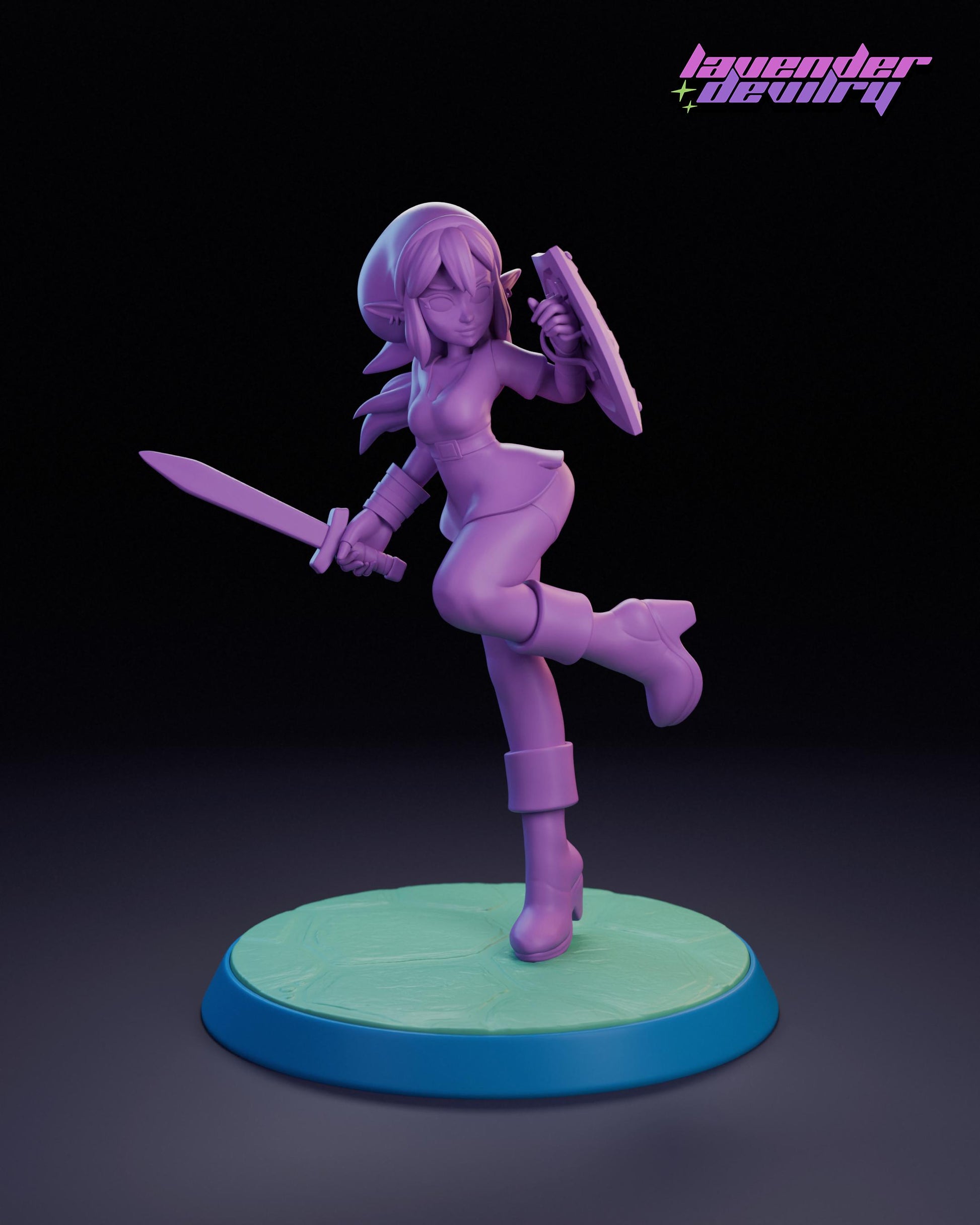 Lynkle the Hero Miniature - 28mm / 32mm / 36mm / 75mm - Lavender Devilry - Resin Printed Figure for D&D, TTRPGs and Board Games