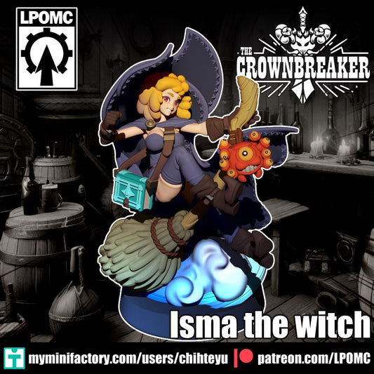 Isma the Witch Miniature - 28mm / 32mm / 36mm - LPOMC - Resin Printed Figure for D&D, TTRPGs, and Board Games