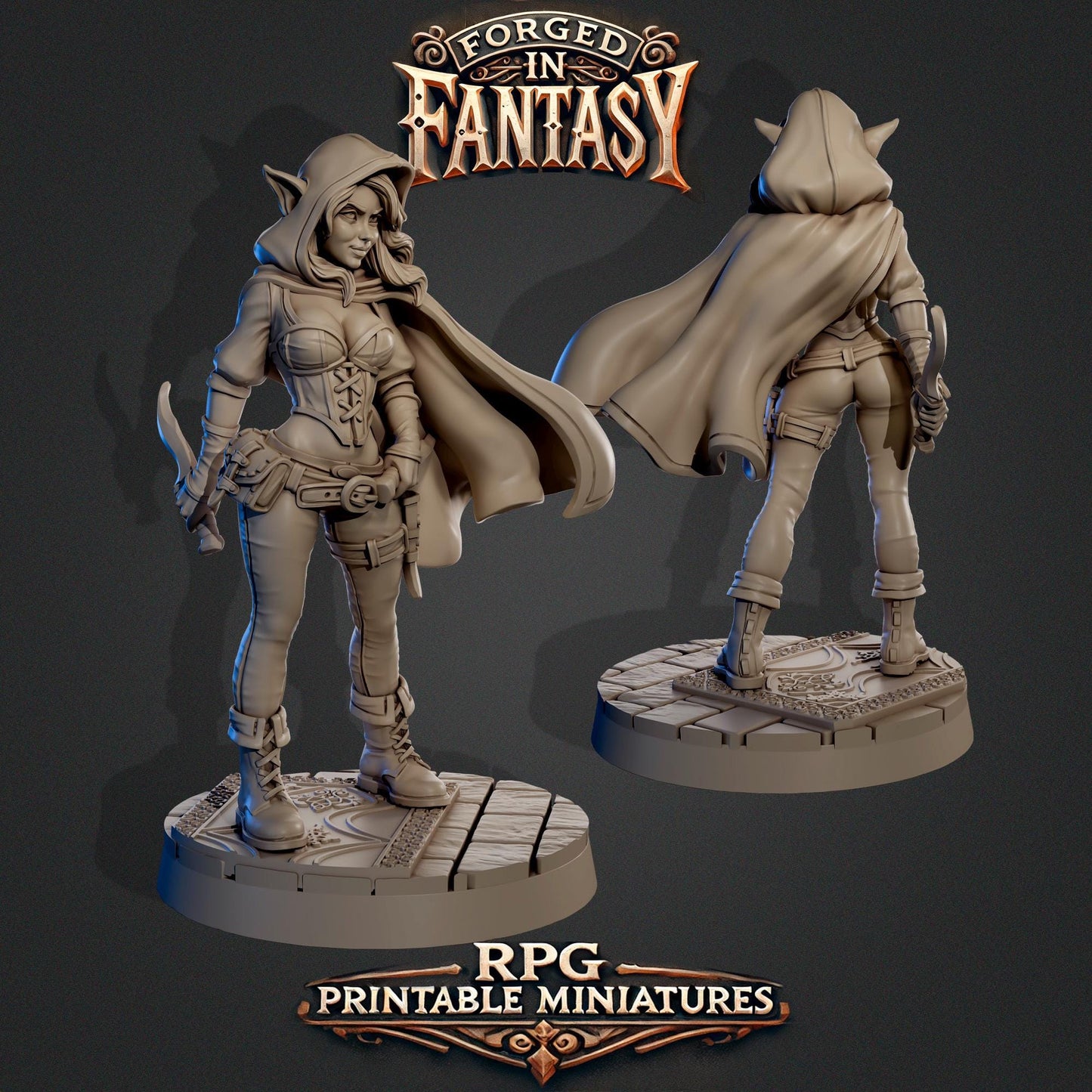Forged in Fantasy Miniature (6 Variations) - Claudia's Gallery - 28mm / 32mm / 36mm / 75mm - Resin Printed Figure for D&D and TTRPGs