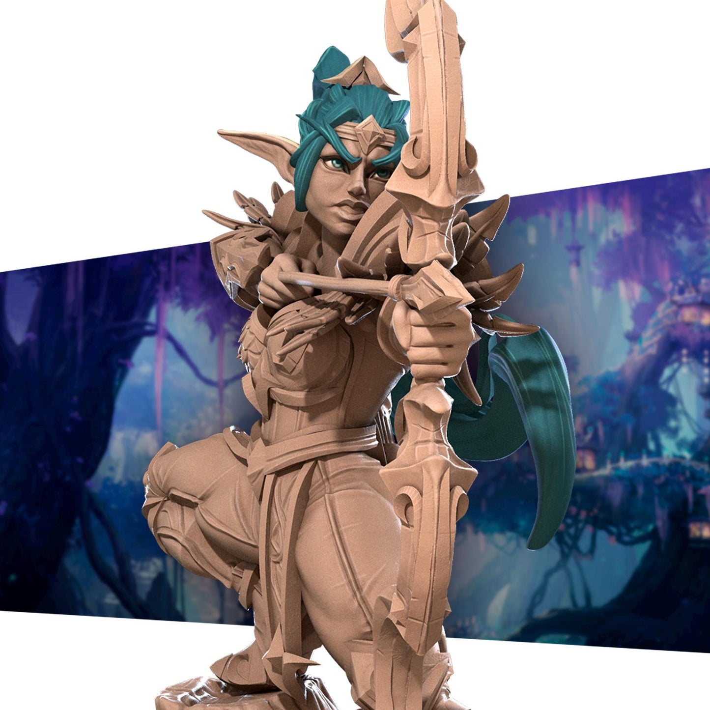 Night Elf Ranger Alana Miniature - 28mm / 32mm / 36mm - Bite the Bullet - Resin Printed Figure for D&D, TTRPGs, and Board Games