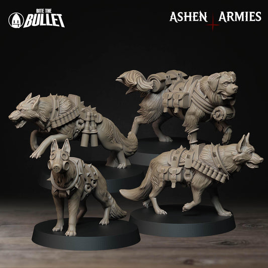 Sanctified Legion Combat Dogs Miniature (4 Variations) - 28mm / 32mm / 36mm - Bite the Bullet - Resin Printed Figure for D&D and Wargaming