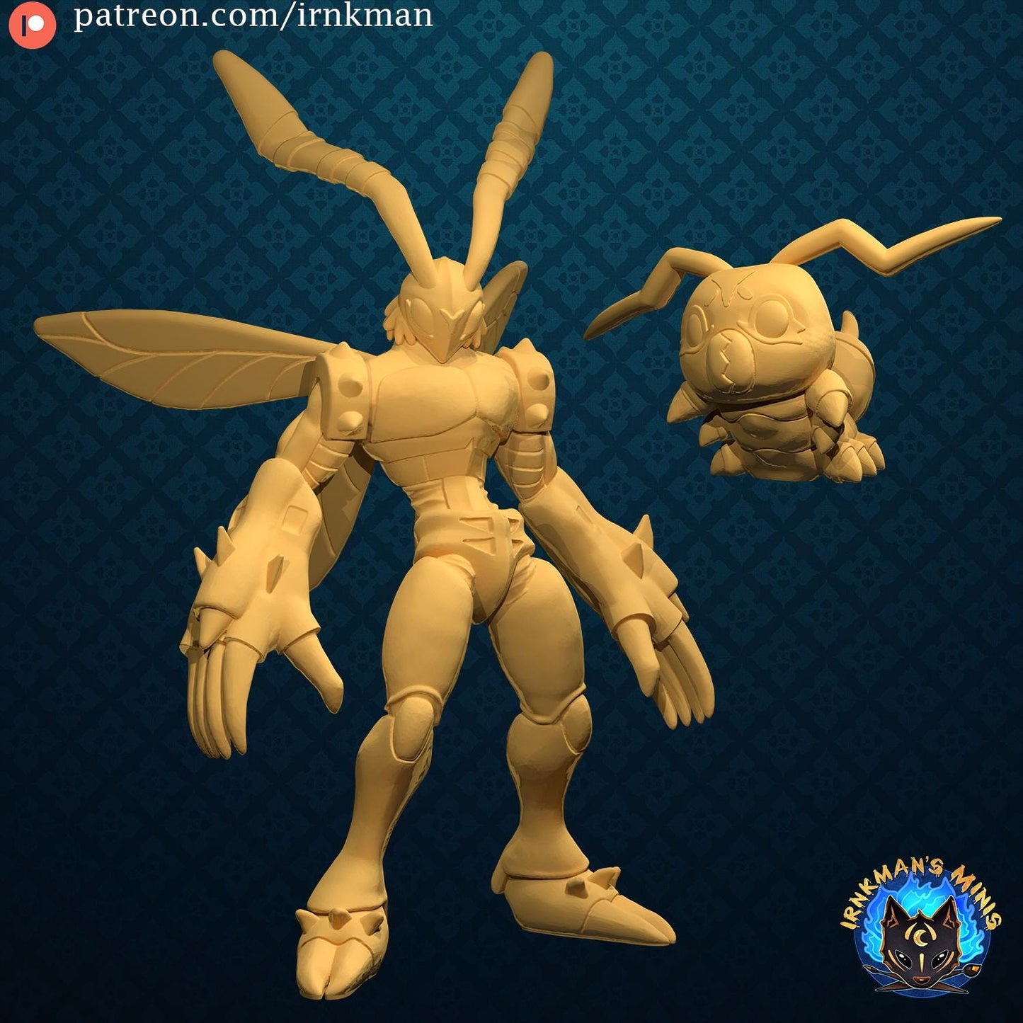 Wormmon Digivolution Line Miniature - Irnkman's Minis - Unpainted Resin Printed Miniature for TTRPGs, Painting, and Display