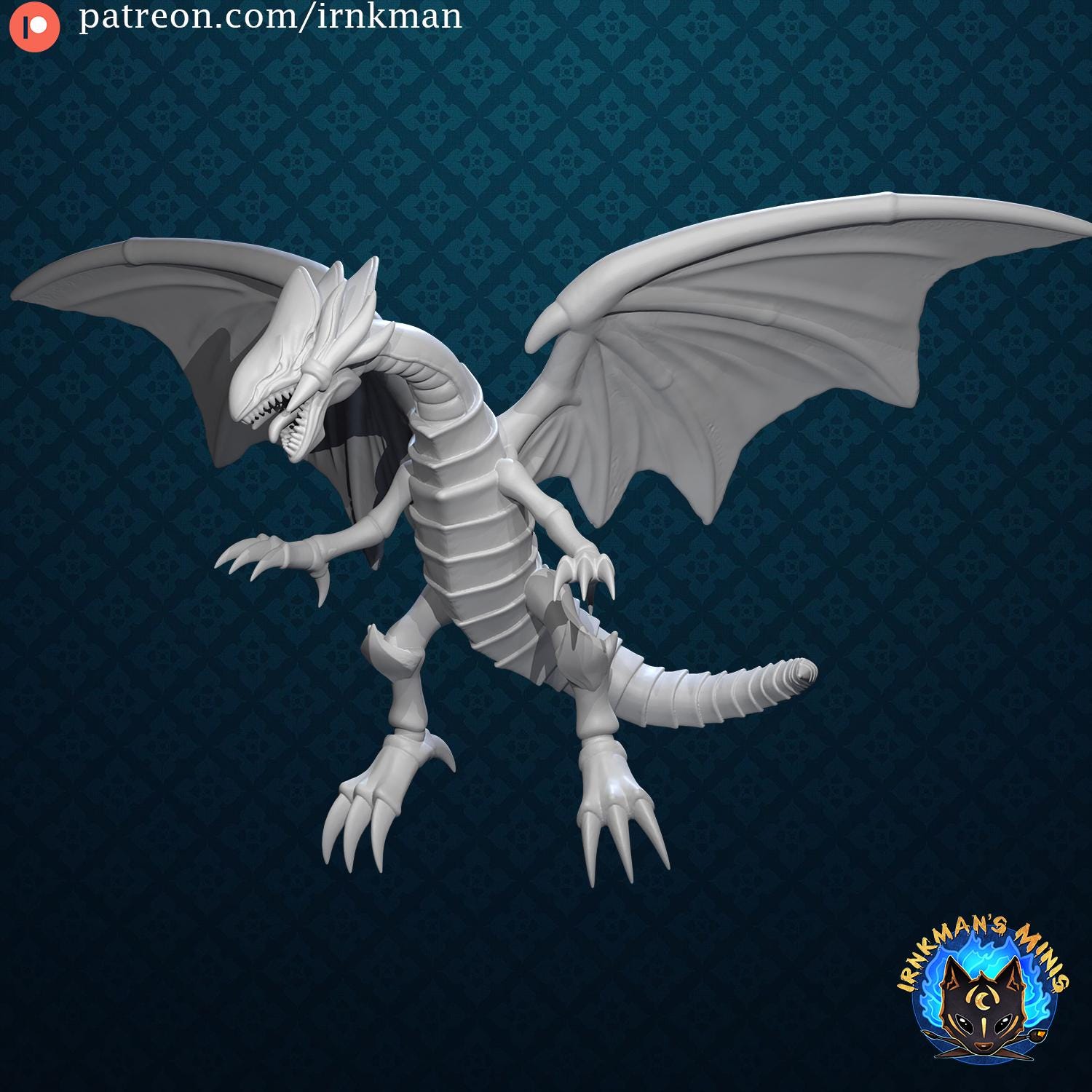 Blue Eyes White Dragon Miniature - Irnkman's Minis - 28mm / 32mm / 36mm