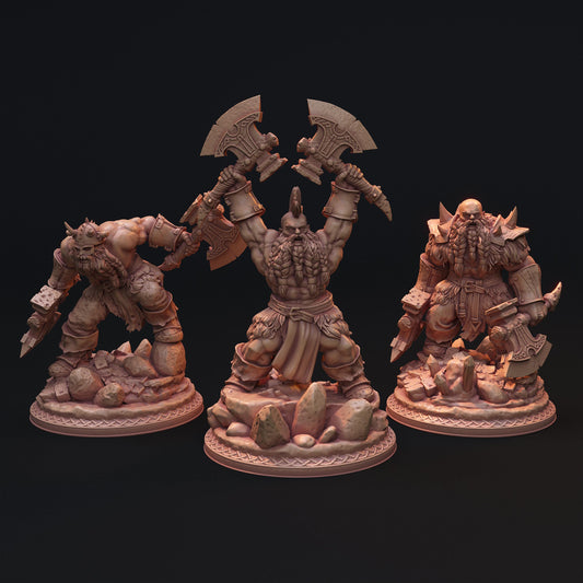Berserker Dwarves Miniature Set - 28mm / 32mm / 36mm - HardWitch Games - Resin Printed Figures for D&D, TTRPGs, and Board Games