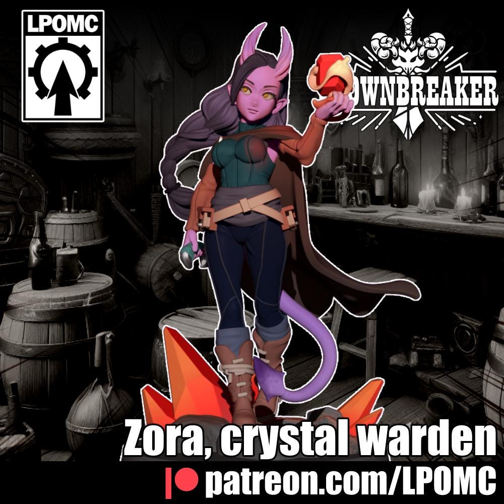 Zora, Crystal Warden Miniature - 28mm / 32mm / 36mm - LPOMC - Resin Printed Figure for D&D, TTRPGs, and Board Games