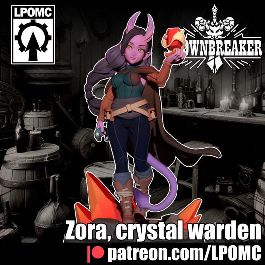 Zora, Crystal Warden Miniature - 28mm / 32mm / 36mm - LPOMC - Resin Printed Figure for D&D, TTRPGs, and Board Games