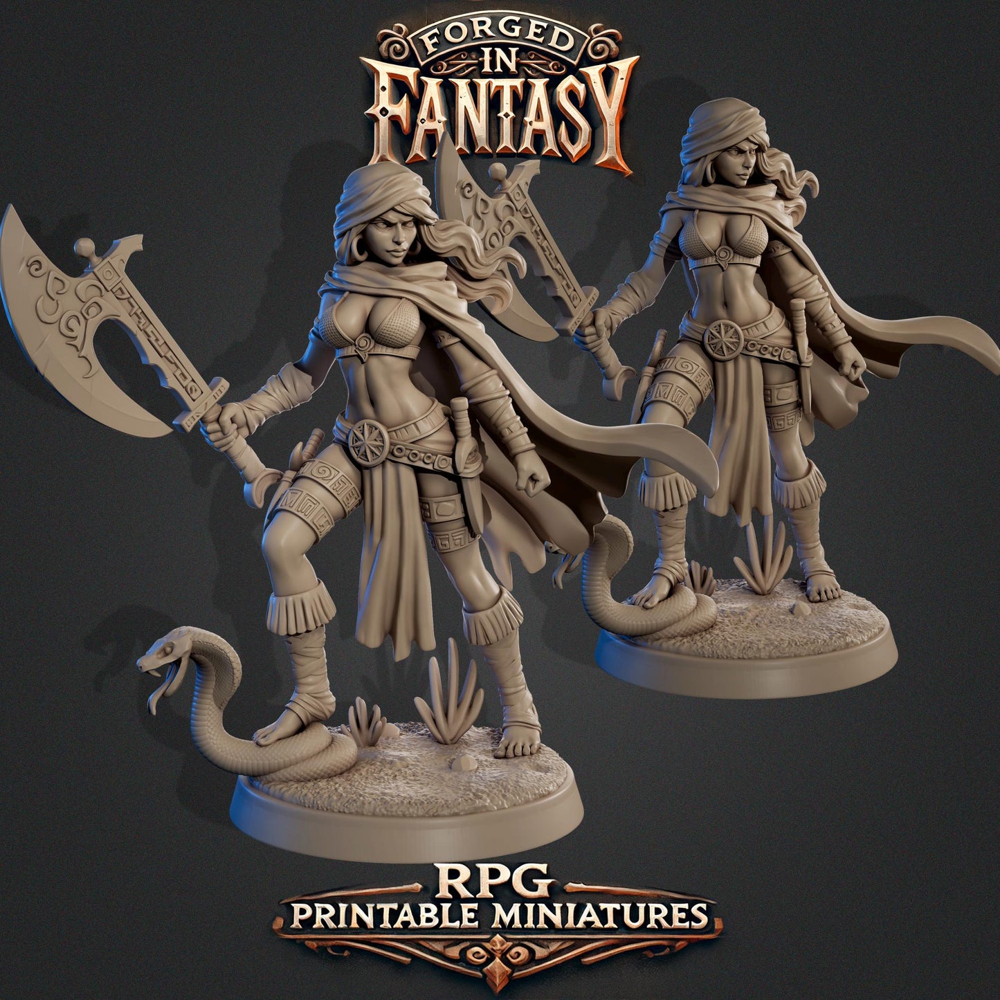 Forged in Fantasy Miniature (6 Variations) - Claudia's Gallery - 28mm / 32mm / 36mm / 75mm - Resin Printed Figure for D&D and TTRPGs