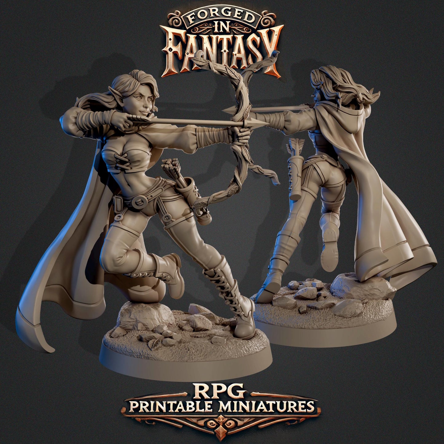 Forged in Fantasy Miniature (6 Variations) - Claudia's Gallery - 28mm / 32mm / 36mm / 75mm - Resin Printed Figure for D&D and TTRPGs