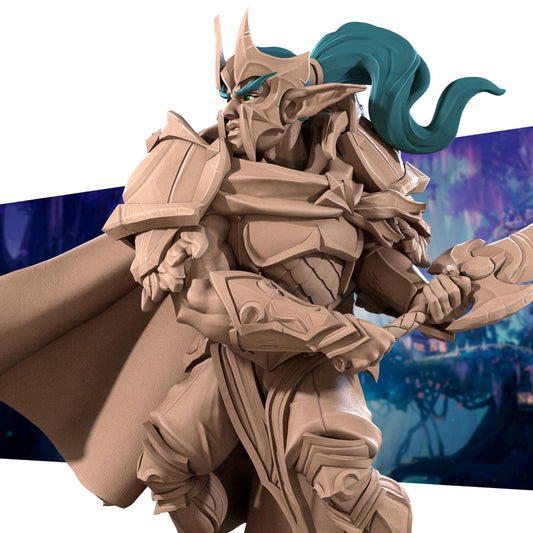 Night Elf Fighter Vahdian Miniature - 28mm / 32mm / 36mm - Bite the Bullet - Resin Printed Figure for D&D, TTRPGs, and Board Games