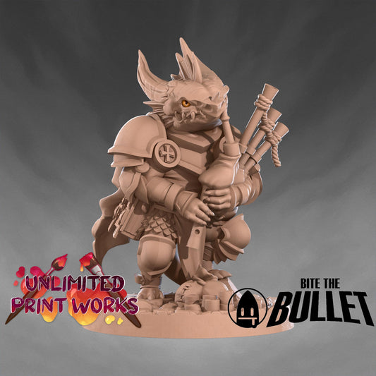 Kobold Bardbarian Miniature - 28mm / 32mm / 36mm - Bite the Bullet - Resin Printed Figure for D&D, TTRPGs, and Board Games