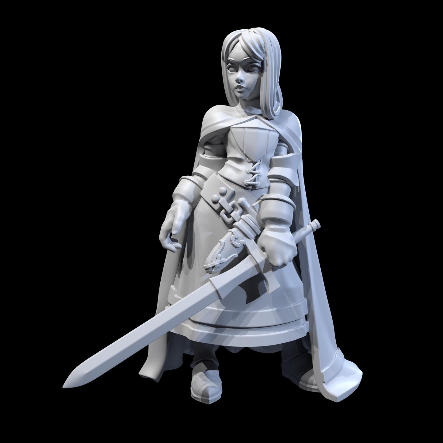 Female Knight Miniature - 28mm / 32mm / 36mm - Ethan Savage Studios - Resin Printed Figure for D&D, TTRPGs, and Board Games