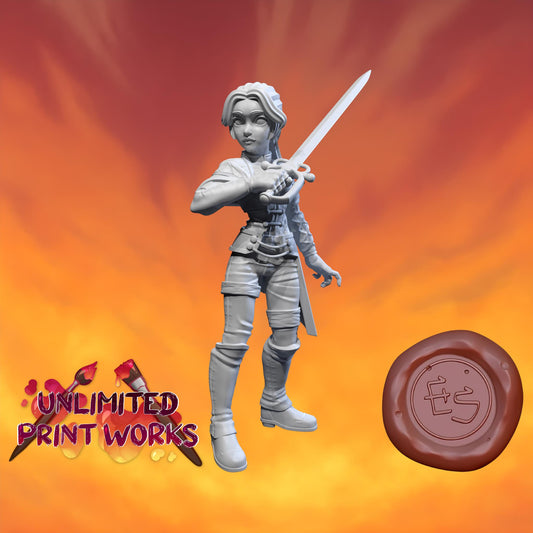 Maelle Miniature - 28mm / 32mm / 36mm / 75mm - Ethan Savage Studios - Resin Printed Figure for D&D, TTRPGs, and Board Games