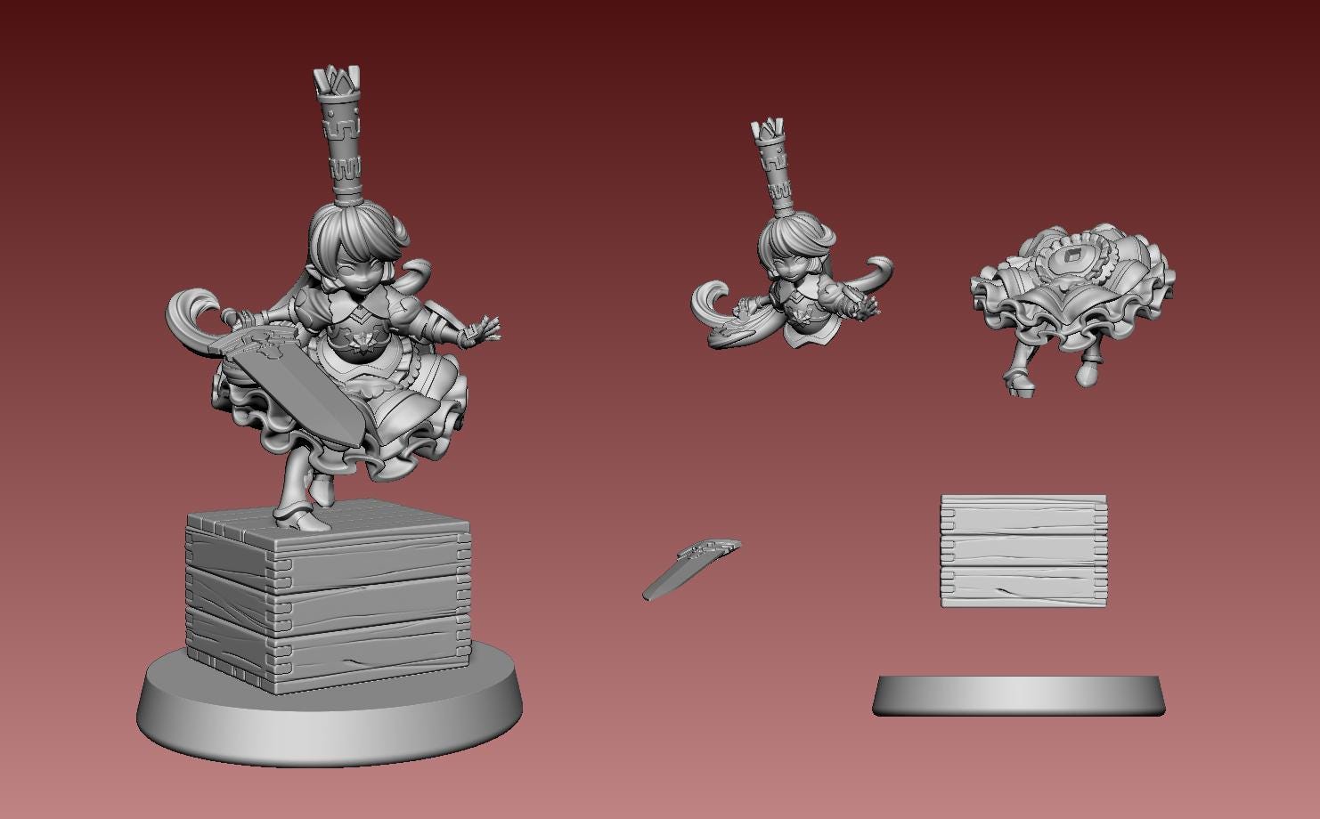 Holy Saber Sweetheart Miniature - 28mm / 32mm / 36mm / 75mm - LPOMC - Resin Printed Figure for D&D, TTRPGs, and Board Games