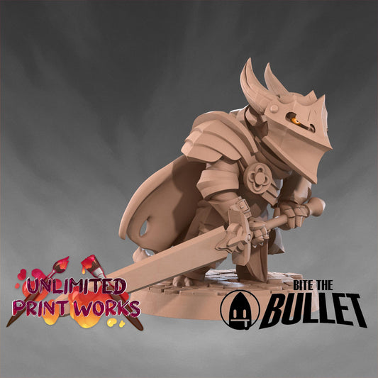 Kobold Paladin Miniature - 28mm / 32mm / 36mm - Bite the Bullet - Resin Printed Figure for D&D, TTRPGs, and Board Games