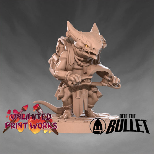 Kobold Trapper Miniature - 28mm / 32mm / 36mm - Bite the Bullet - Resin Printed Figure for D&D, TTRPGs, and Board Games