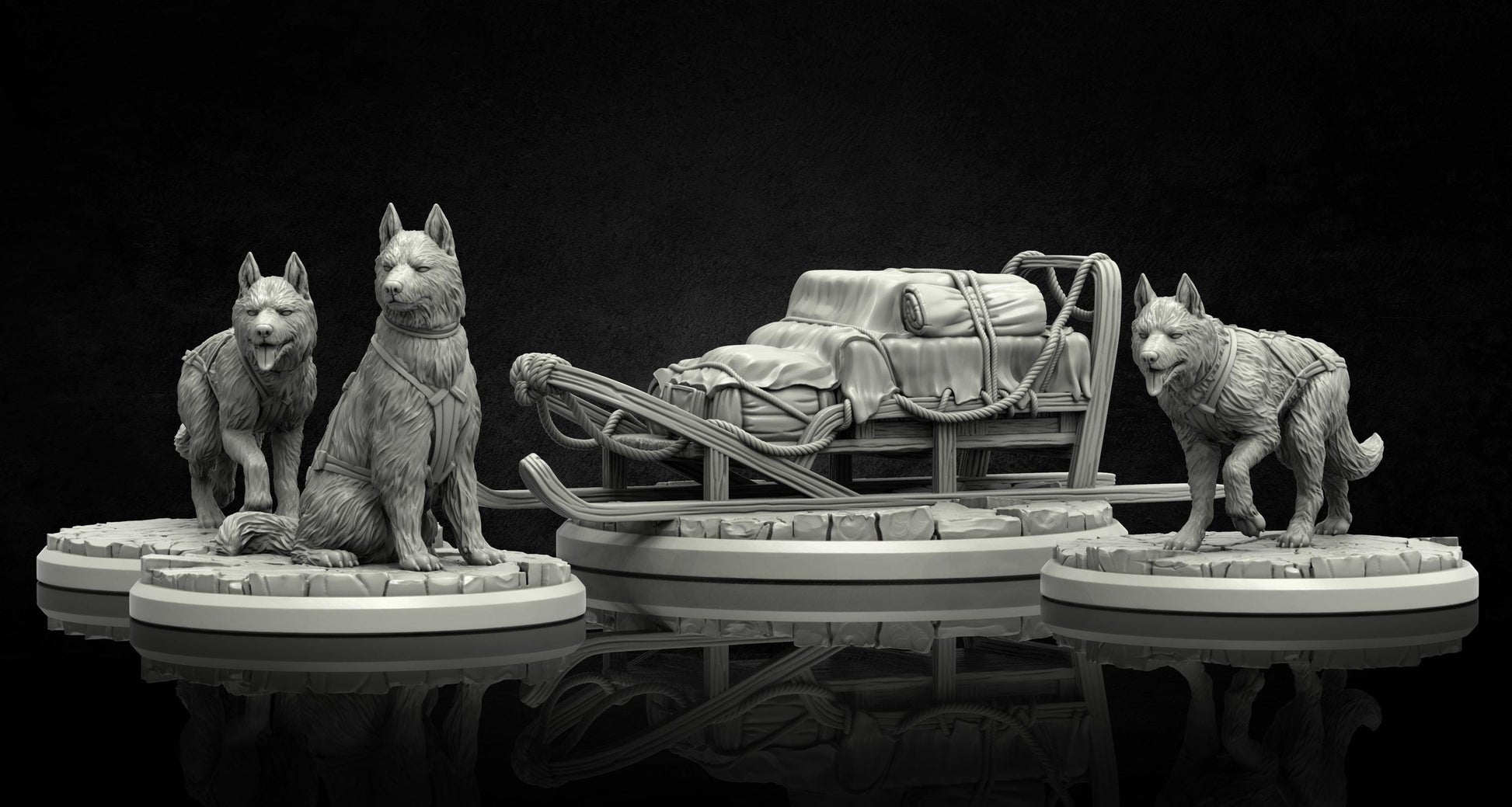 Dog Sled Vehicle Miniature - Adaevy Creations - 28mm / 32mm / 36mm