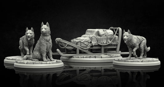 Dog Sled Vehicle Miniature - Adaevy Creations - 28mm / 32mm / 36mm