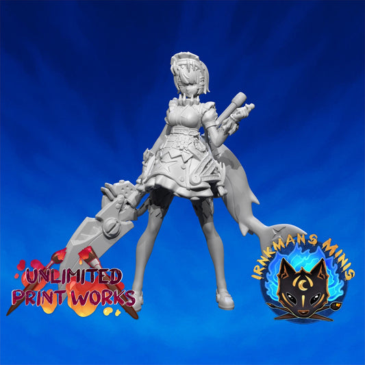 Shark Maid Miniature - 28mm / 32mm / 36mm - Irnkman's Minis - Resin Printed Figure for D&D, TTRPGs, and Board Games