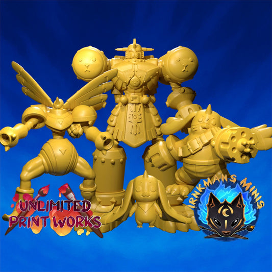 Terriermon Digivolution Line Miniatures - Irnkman's Minis - Resin Printed Figures for D&D, Daggerheart, and TTRPGs