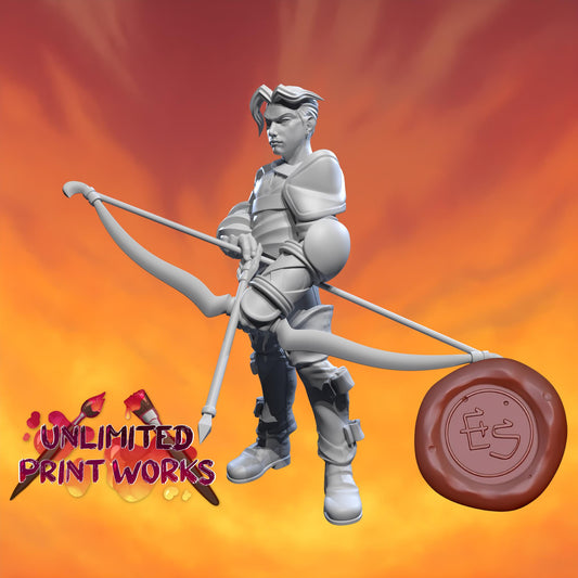 Male Archer Miniature - 28mm / 32mm / 36mm - Ethan Savage Studios - Resin Printed Figure for D&D, TTRPGs, and Board Games
