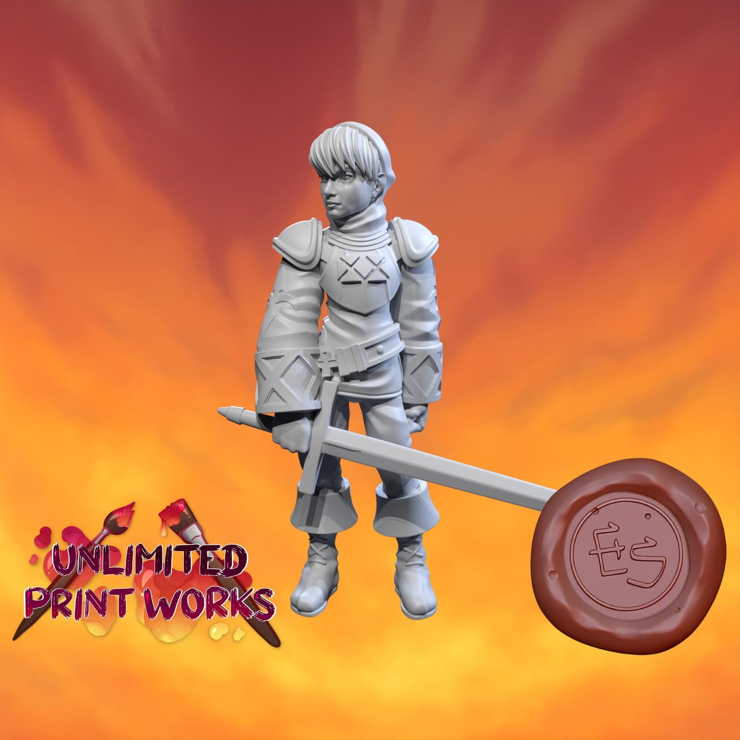 Male Squire Miniature - 28mm / 32mm / 36mm - Ethan Savage Studios - Resin Printed Figure for D&D, TTRPGs, and Board Games