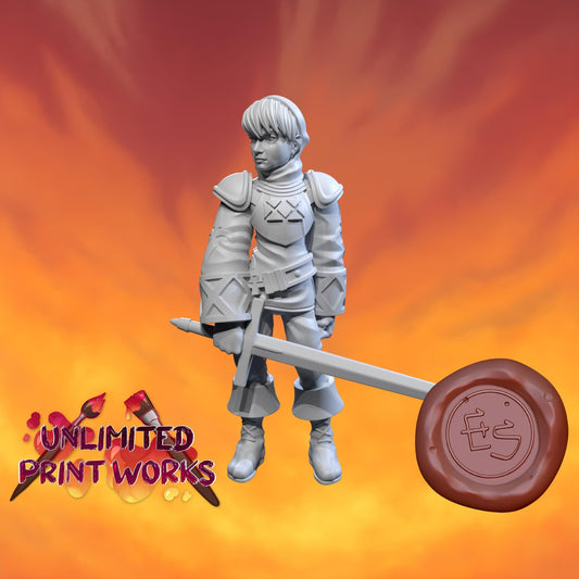 Male Squire Miniature - 28mm / 32mm / 36mm - Ethan Savage Studios - Resin Printed Figure for D&D, TTRPGs, and Board Games