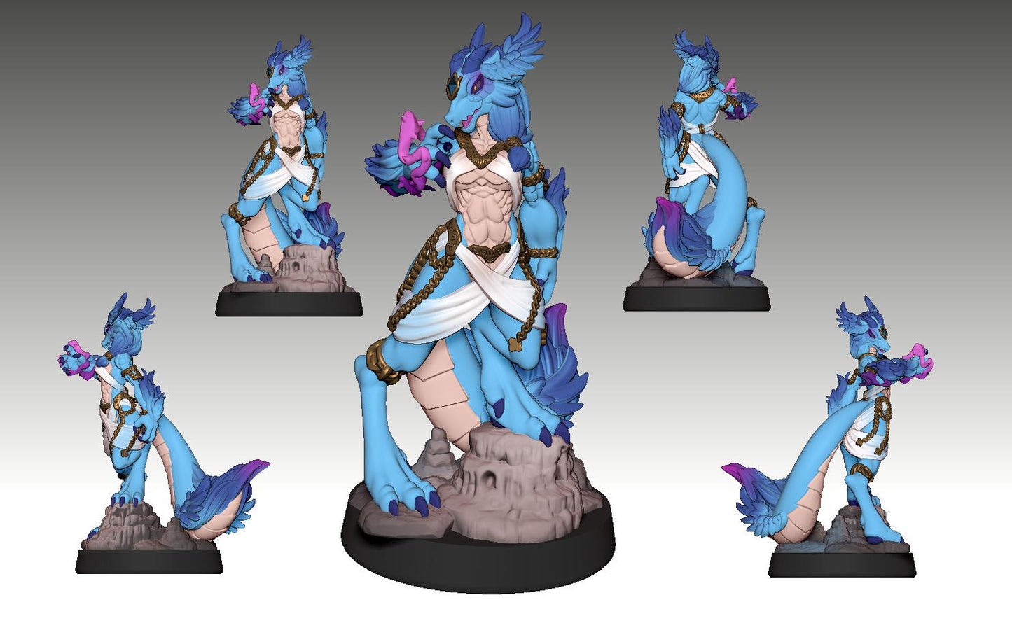 Sahara, Crowned Scales Miniature - 28mm / 32mm / 36mm - LPOMC - Resin Printed Figure for D&D, TTRPGs, and Board Games
