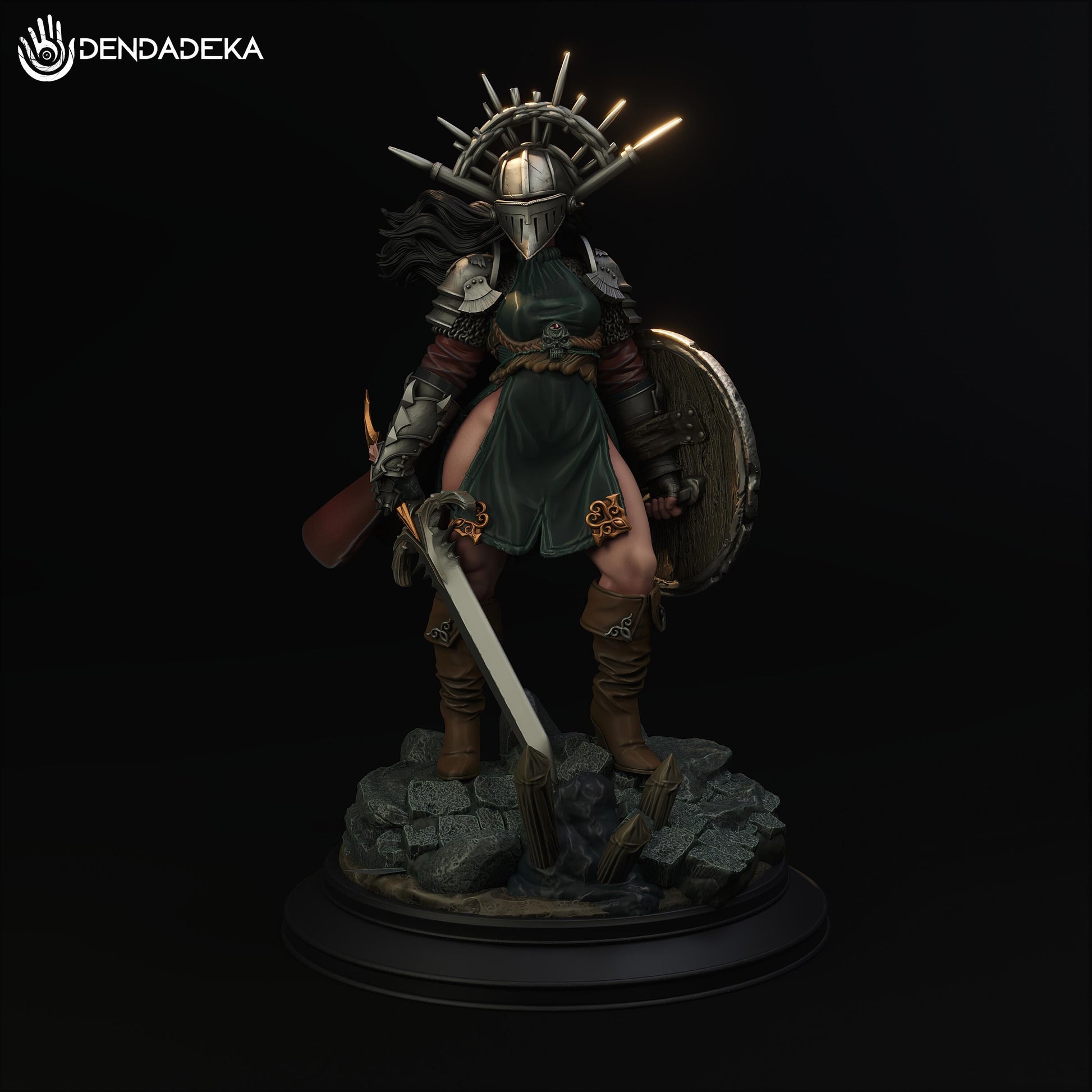 Paladin Argana Stroim Figure (w/NSFW Option) - 75mm / 120mm - Dendadeka - Collectible Resin Printed Statue for Painting & Display