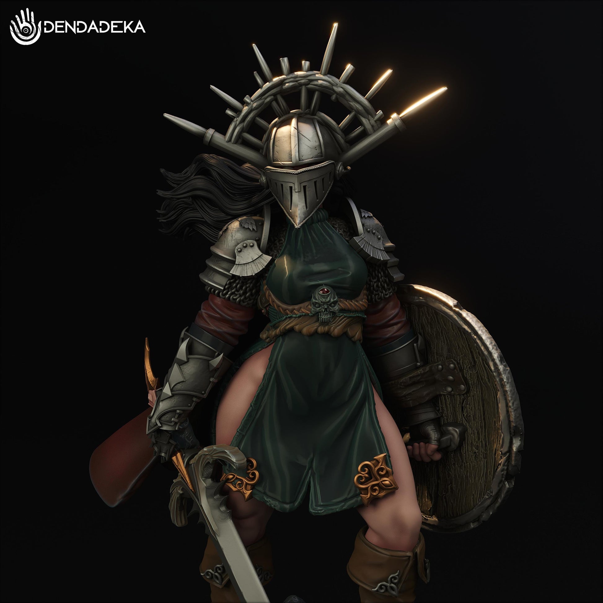 Paladin Argana Stroim Figure (w/NSFW Option) - 75mm / 120mm - Dendadeka - Collectible Resin Printed Statue for Painting & Display