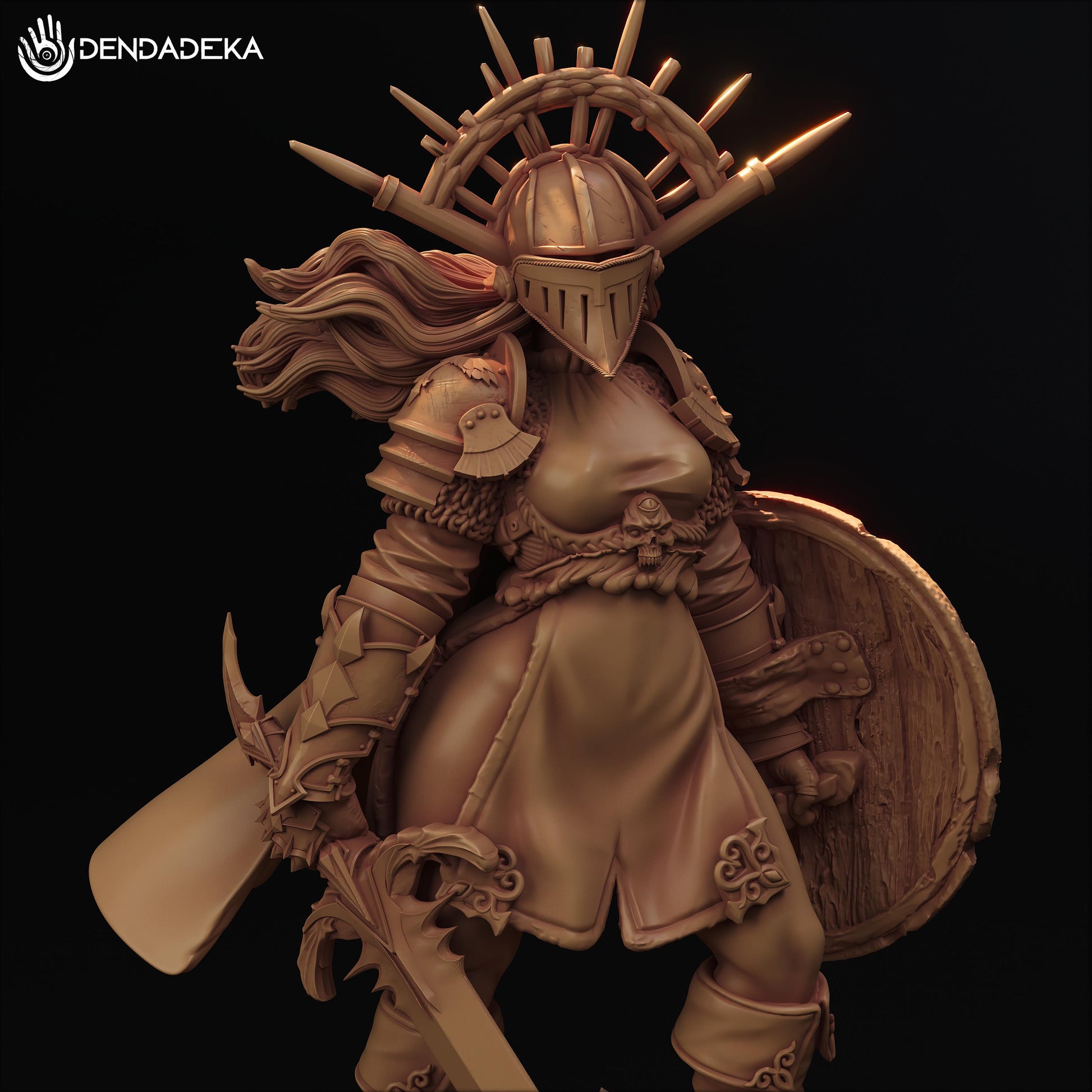 Paladin Argana Stroim Figure (w/NSFW Option) - 75mm / 120mm - Dendadeka - Collectible Resin Printed Statue for Painting & Display