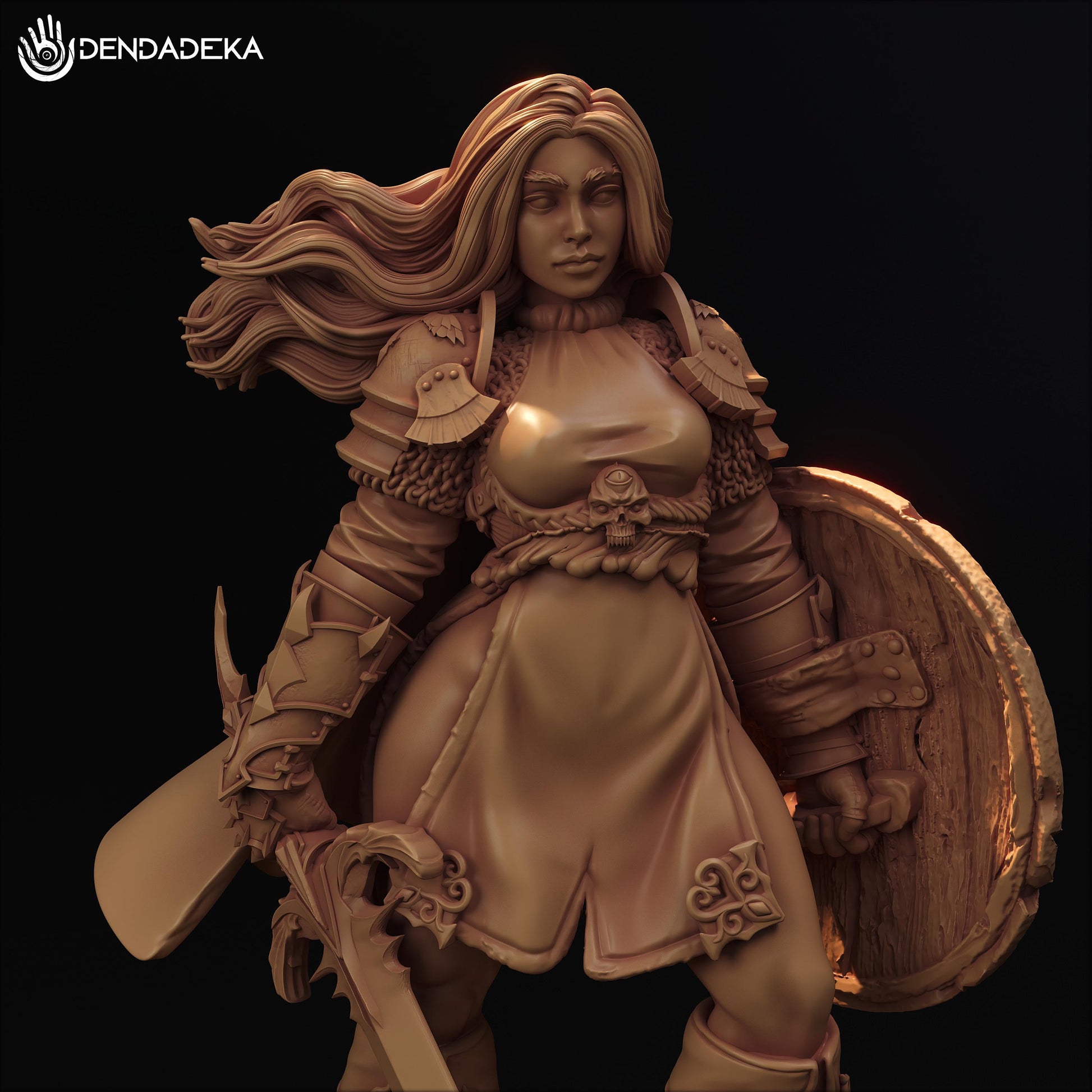 Paladin Argana Stroim Figure (w/NSFW Option) - 75mm / 120mm - Dendadeka - Collectible Resin Printed Statue for Painting & Display