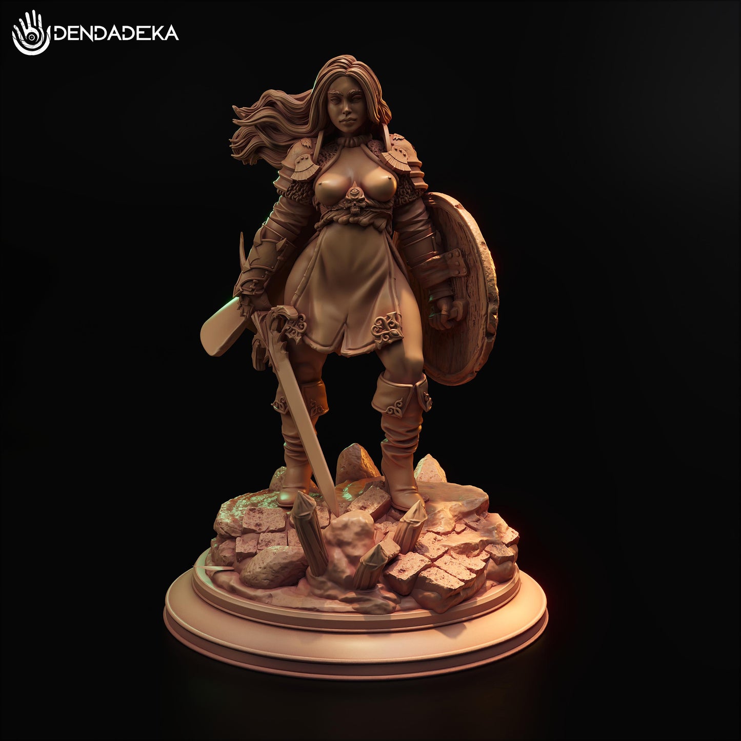 Paladin Argana Stroim Figure (w/NSFW Option) - 75mm / 120mm - Dendadeka - Collectible Resin Printed Statue for Painting & Display