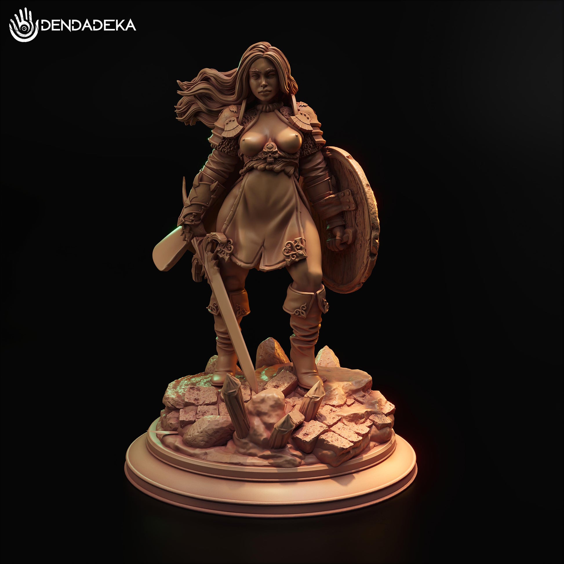 Paladin Argana Stroim Figure (w/NSFW Option) - 75mm / 120mm - Dendadeka - Collectible Resin Printed Statue for Painting & Display