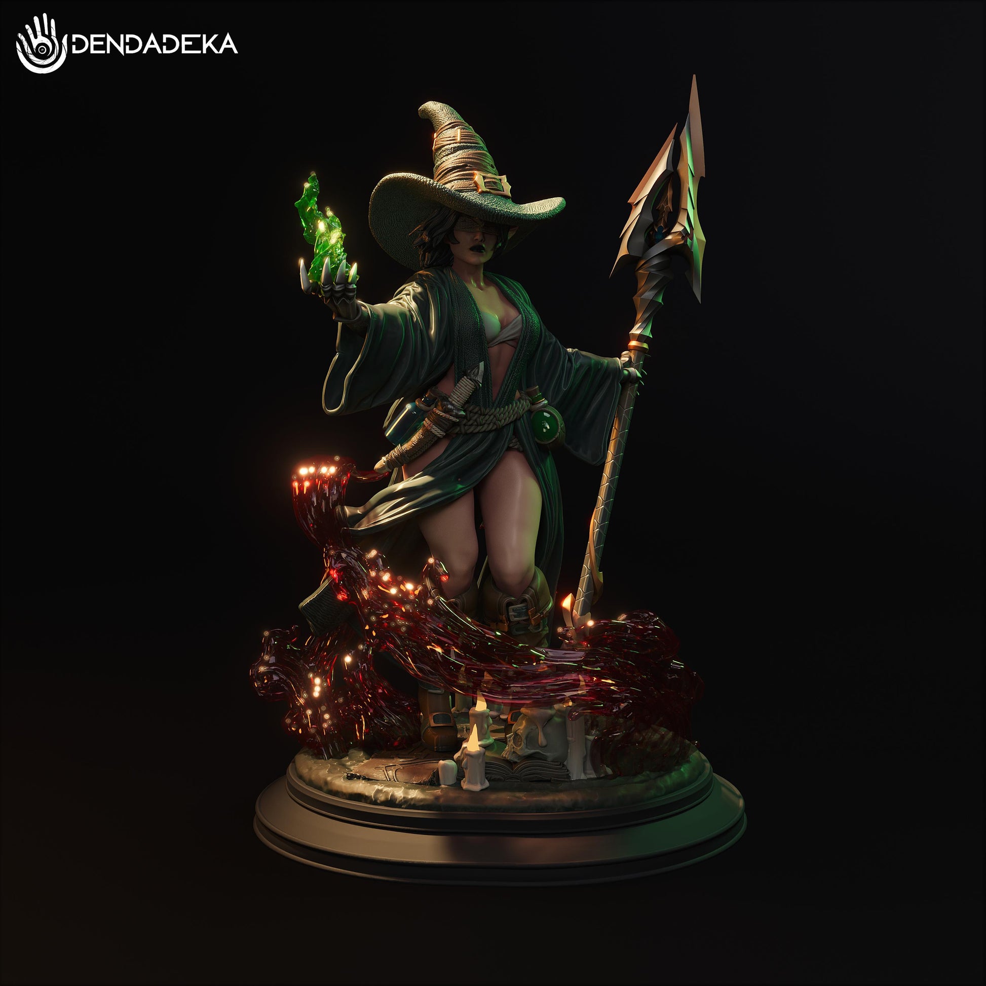 Witch Fogarda Tride Figure (w/NSFW Option) - 75mm / 120mm - Dendadeka - Collectible Resin Printed Statue for Painting & Display