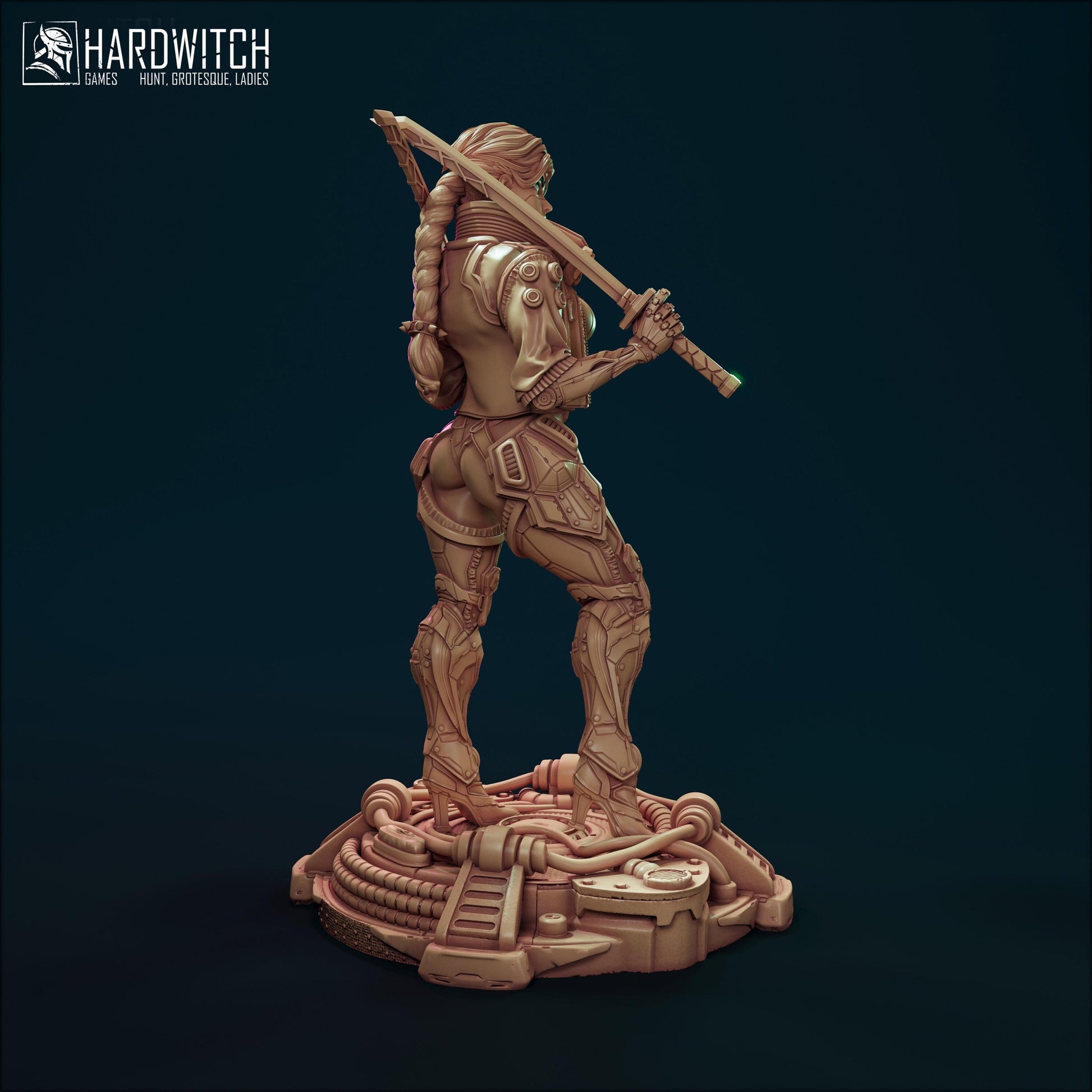 Edgerunner Martena Trambaleen Figure - 75mm / 154mm - HardWitch Games - Collectible Resin Printed Statue for Painting & Display