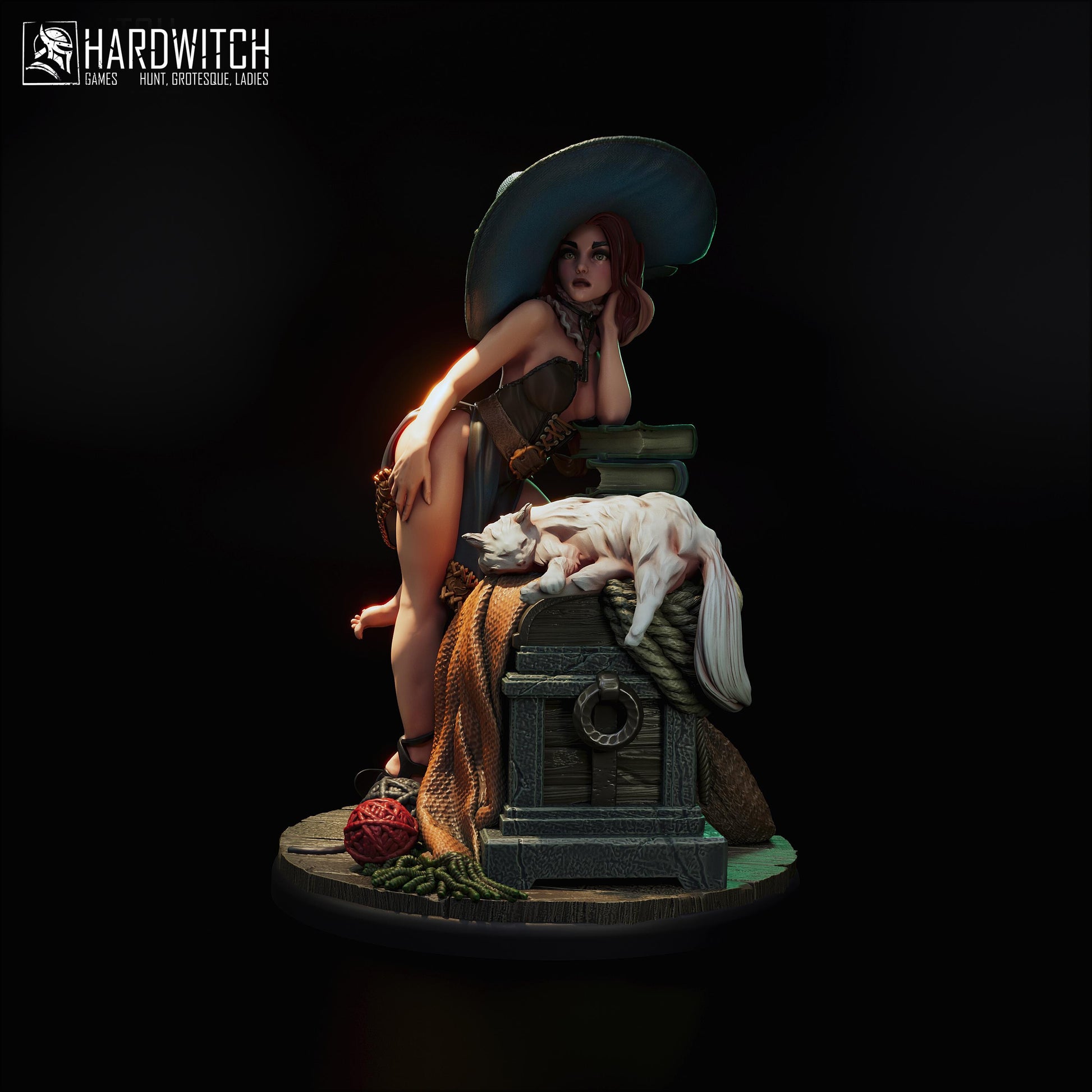 Sorceress Sandra Paxter Miniature (w/NSFW Option) - 75mm / 120mm - HardWitch Games - Collectible Resin Printed Statue for Painting & Display
