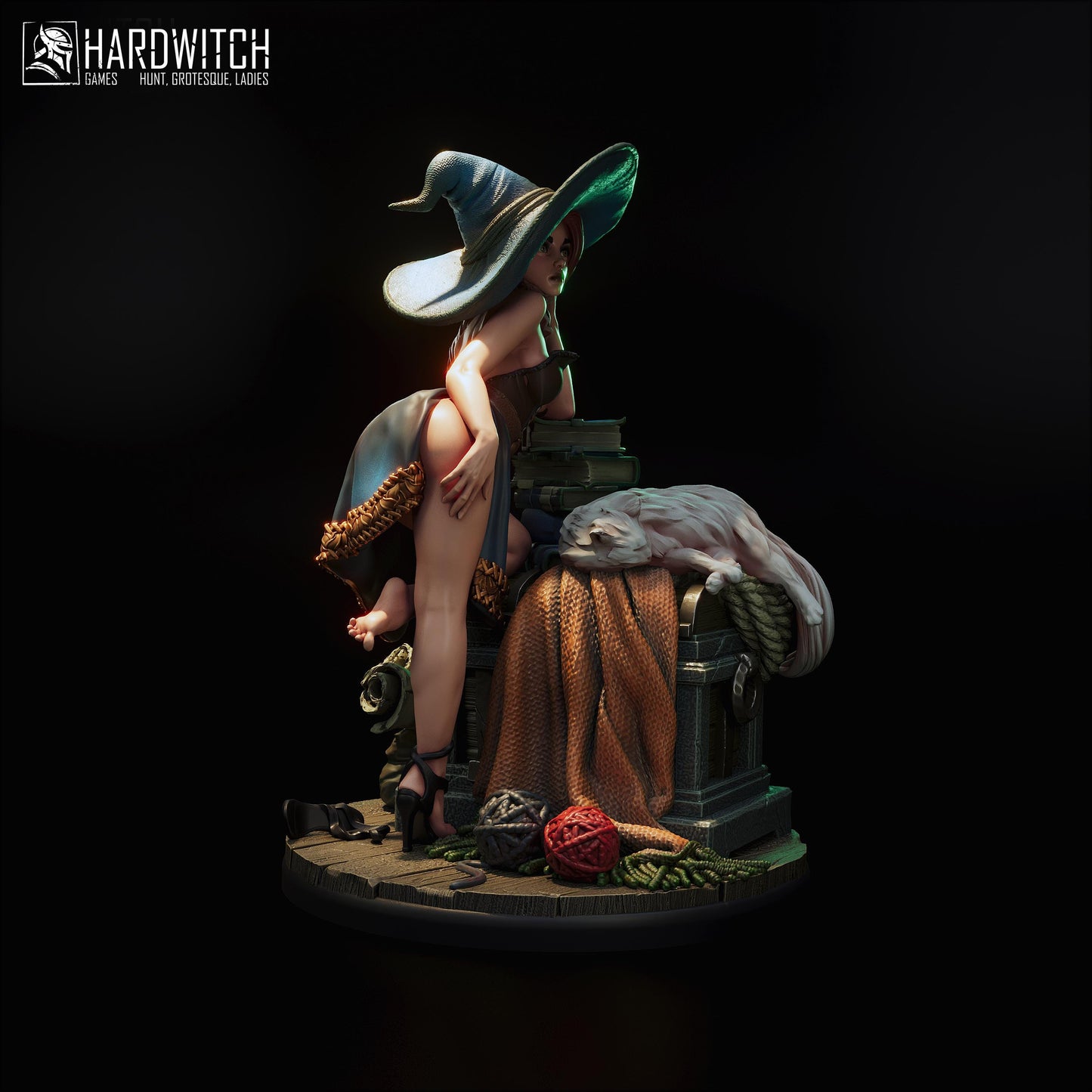 Sorceress Sandra Paxter Miniature (w/NSFW Option) - 75mm / 120mm - HardWitch Games - Collectible Resin Printed Statue for Painting & Display