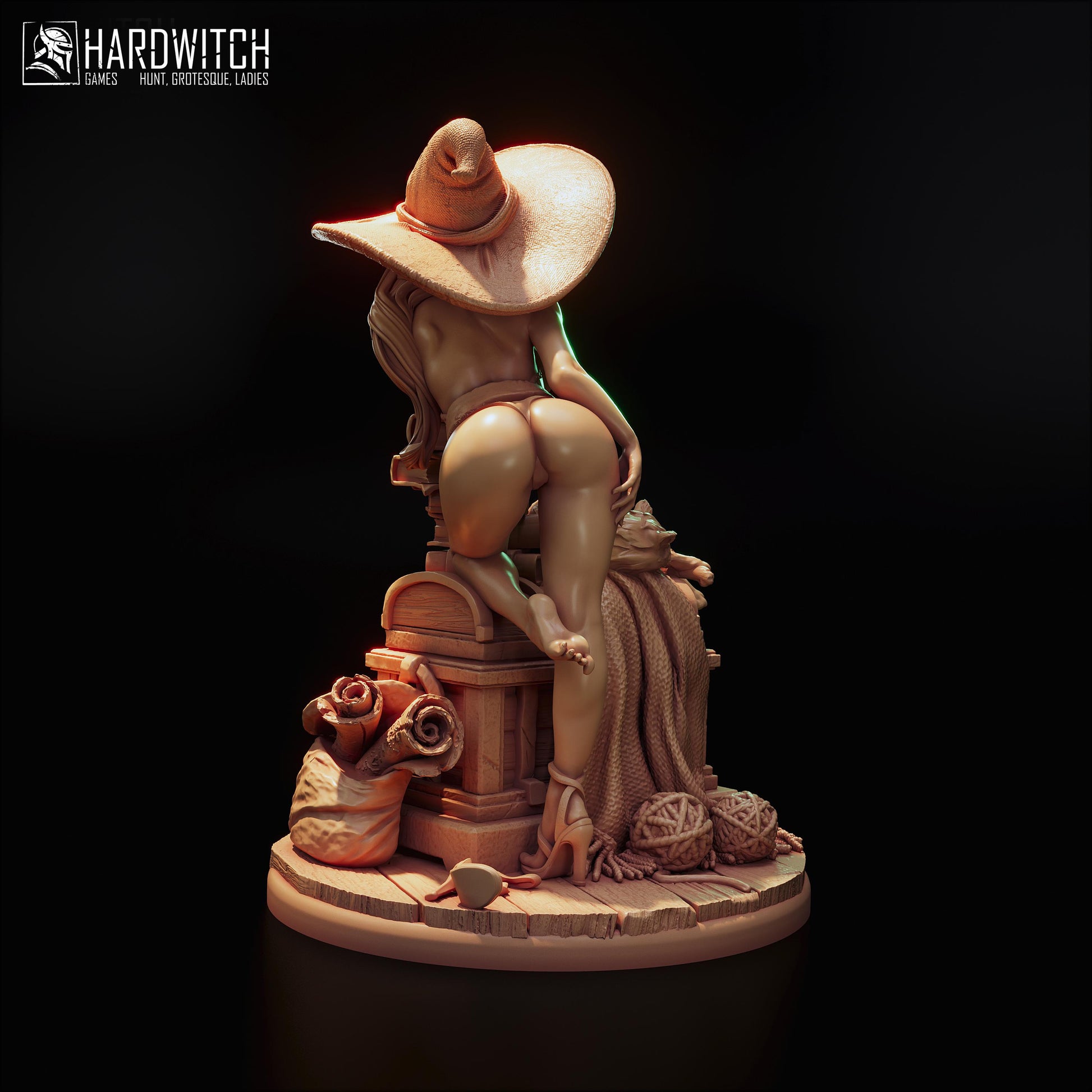 Sorceress Sandra Paxter Miniature (w/NSFW Option) - 75mm / 120mm - HardWitch Games - Collectible Resin Printed Statue for Painting & Display