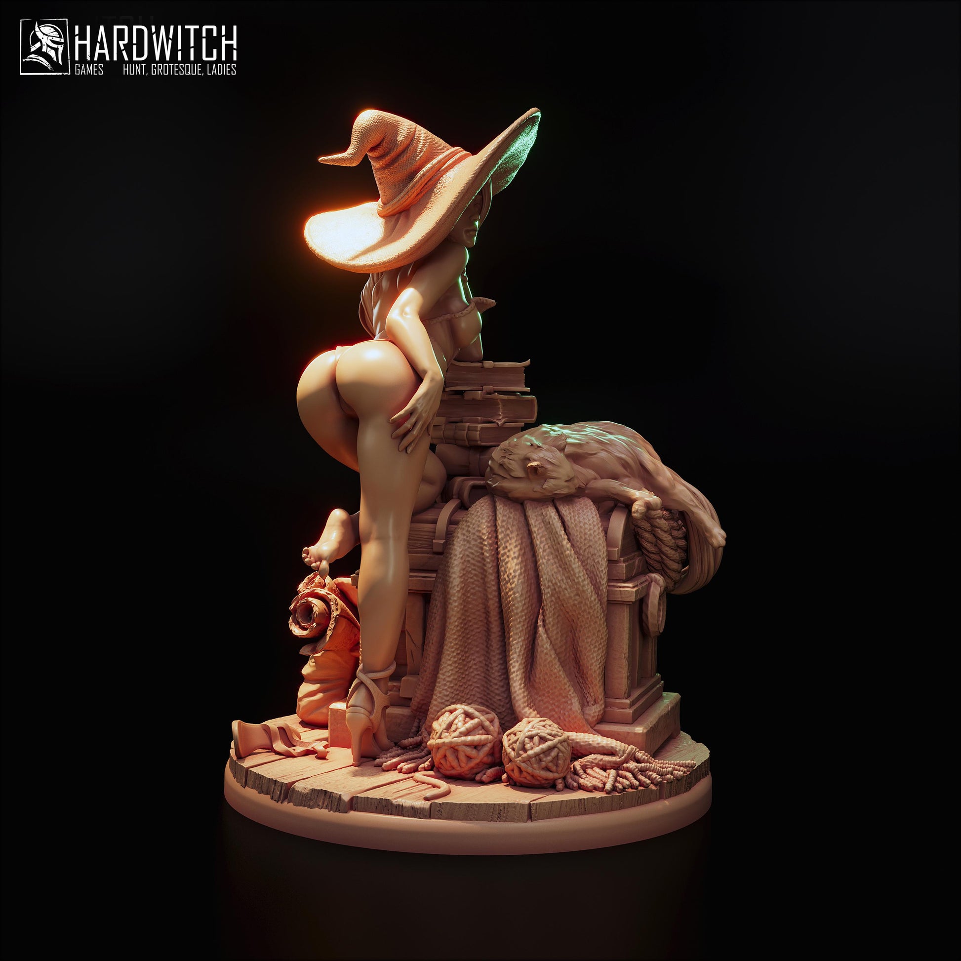 Sorceress Sandra Paxter Miniature (w/NSFW Option) - 75mm / 120mm - HardWitch Games - Collectible Resin Printed Statue for Painting & Display