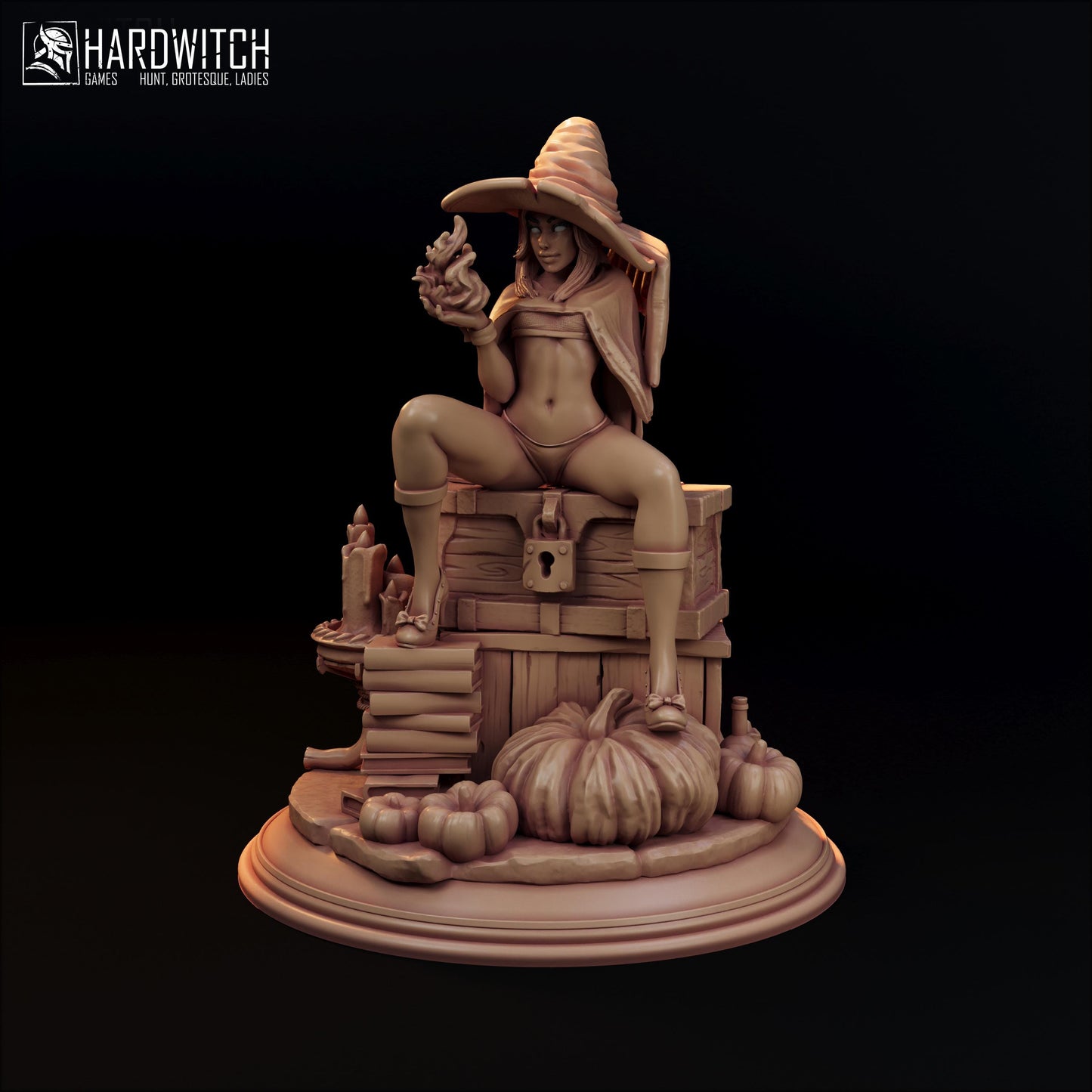 Sorceress Kidah Brown Figure - 75mm / 120mm - HardWitch Games - Collectible Resin Printed Statue for Painting & Display