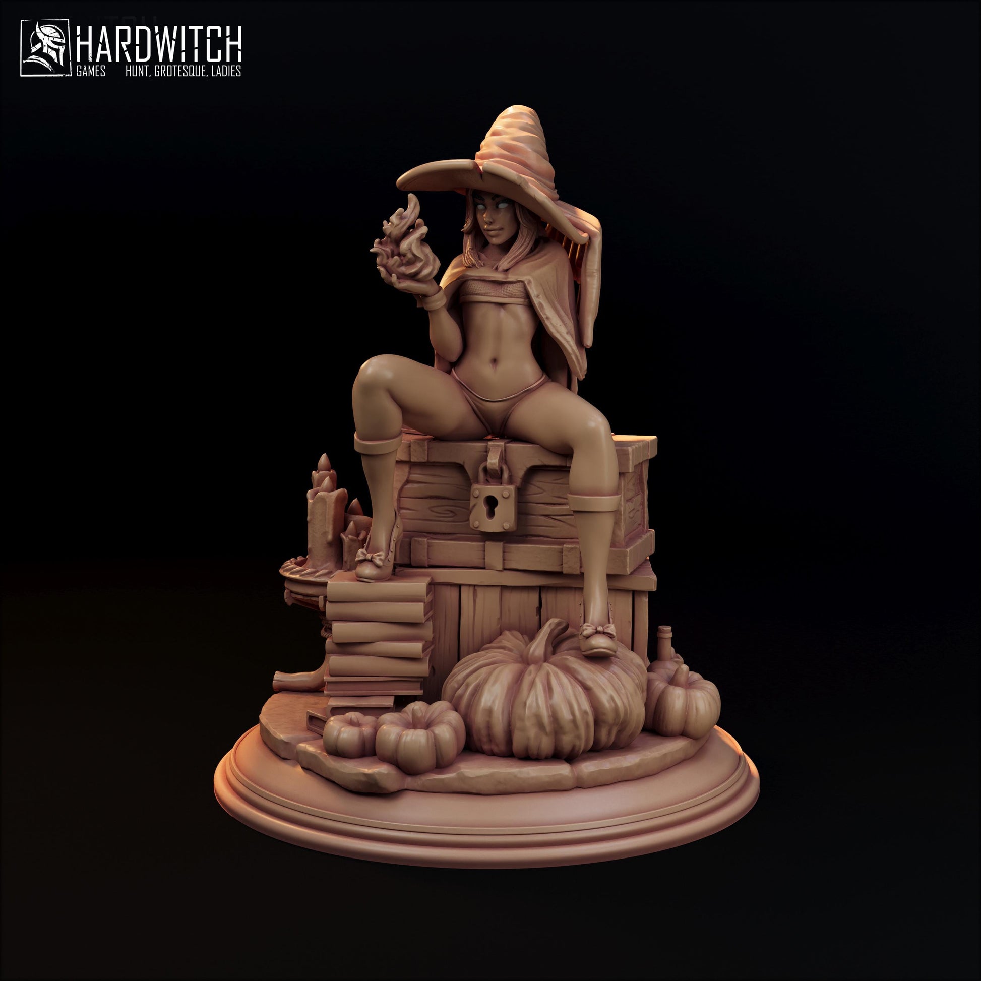 Sorceress Kidah Brown Figure - 75mm / 120mm - HardWitch Games - Collectible Resin Printed Statue for Painting & Display