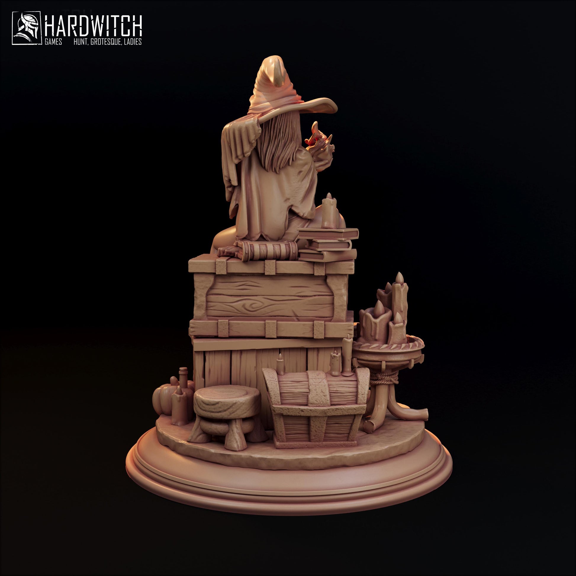 Sorceress Kidah Brown Figure - 75mm / 120mm - HardWitch Games - Collectible Resin Printed Statue for Painting & Display