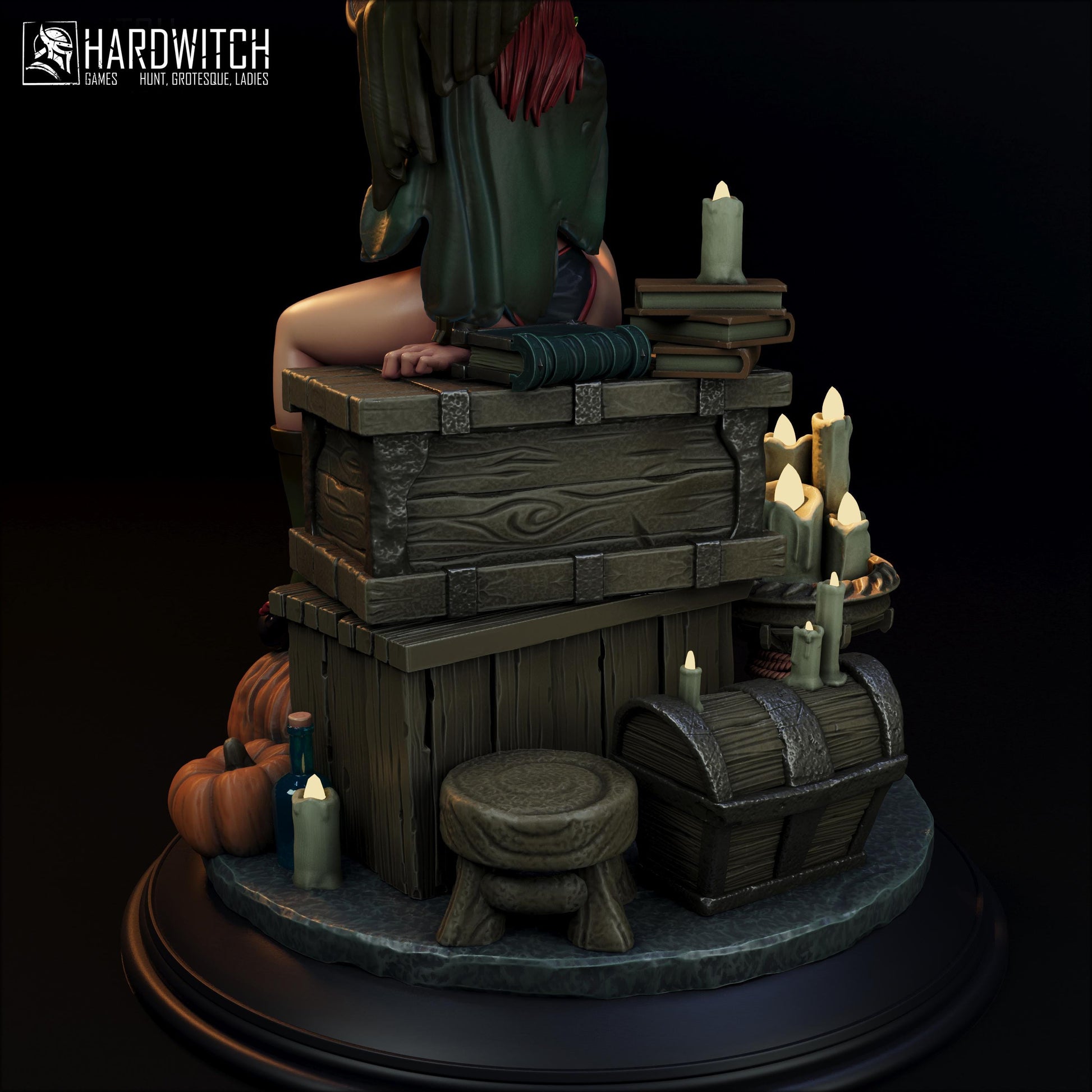 Sorceress Kidah Brown Figure - 75mm / 120mm - HardWitch Games - Collectible Resin Printed Statue for Painting & Display