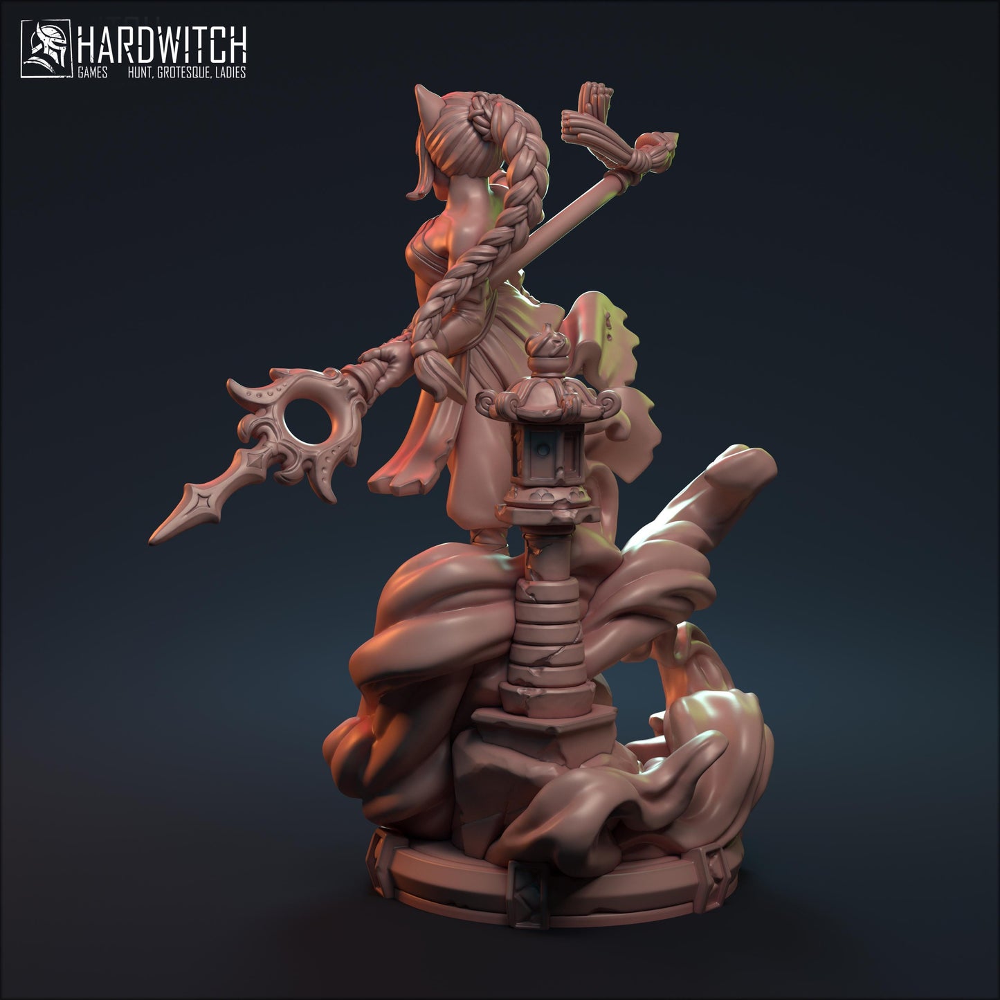 Catgirl Monk Bakeneko Miniature - 28mm / 32mm / 36mm / 75mm - HardWitch Games - Resin Printed Figure for D&D, TTRPGs, and Board Games