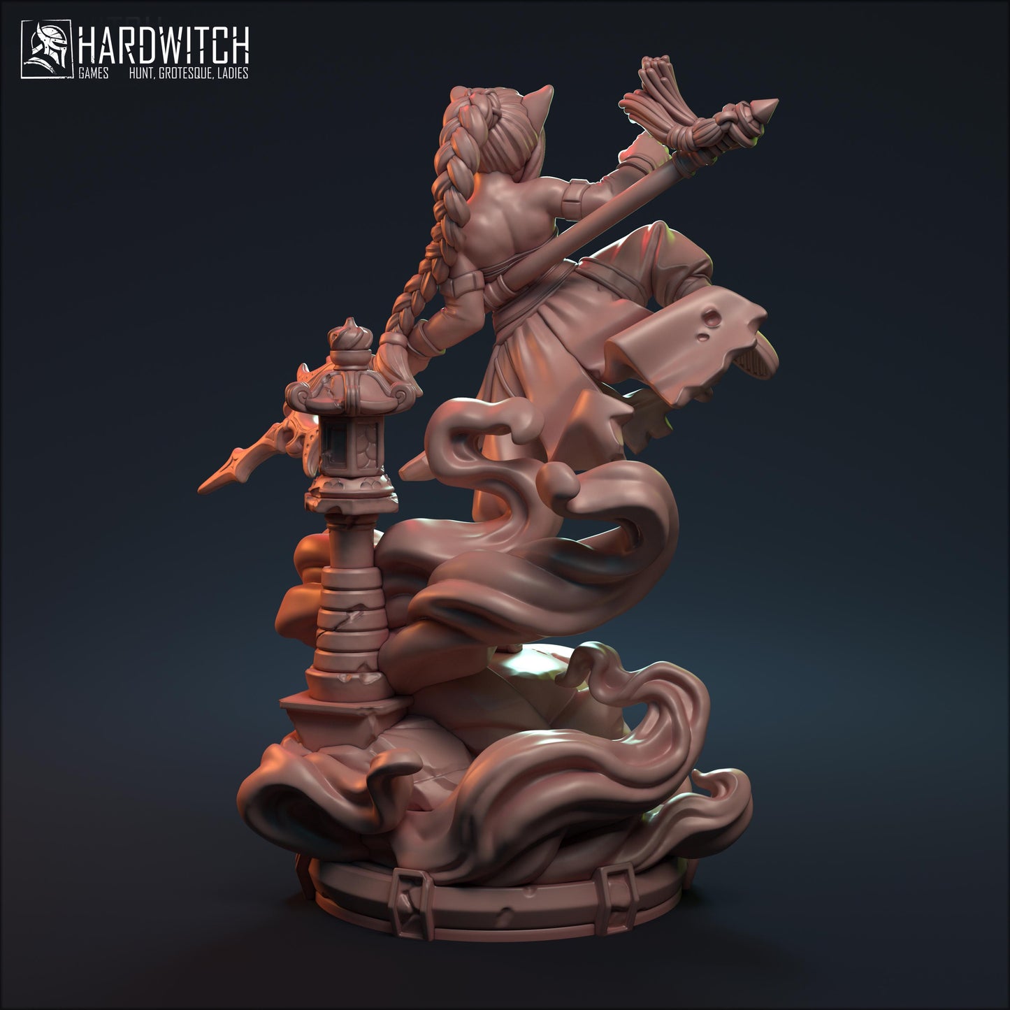 Catgirl Monk Bakeneko Miniature - 28mm / 32mm / 36mm / 75mm - HardWitch Games - Resin Printed Figure for D&D, TTRPGs, and Board Games