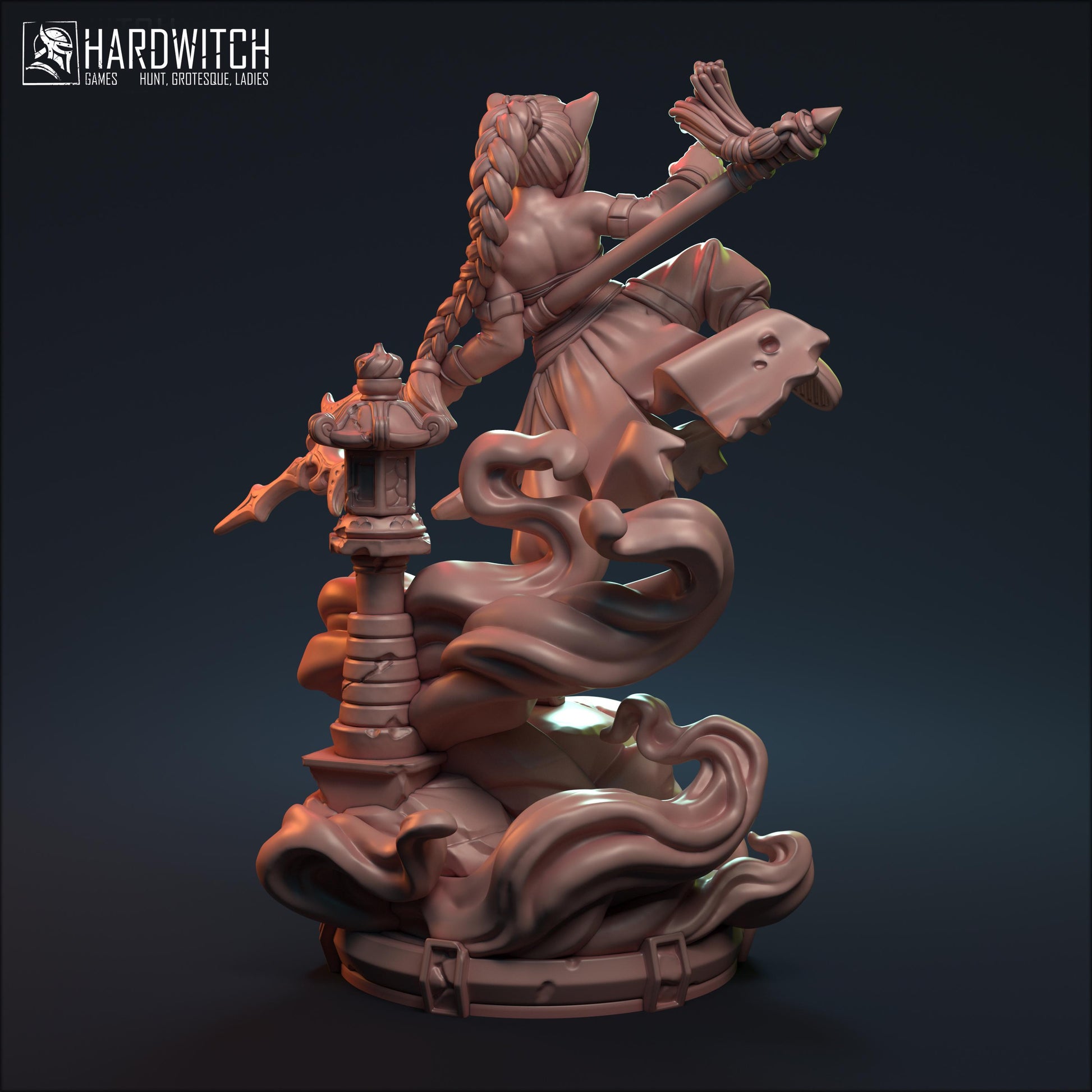 Catgirl Monk Bakeneko Miniature - 28mm / 32mm / 36mm / 75mm - HardWitch Games - Resin Printed Figure for D&D, TTRPGs, and Board Games