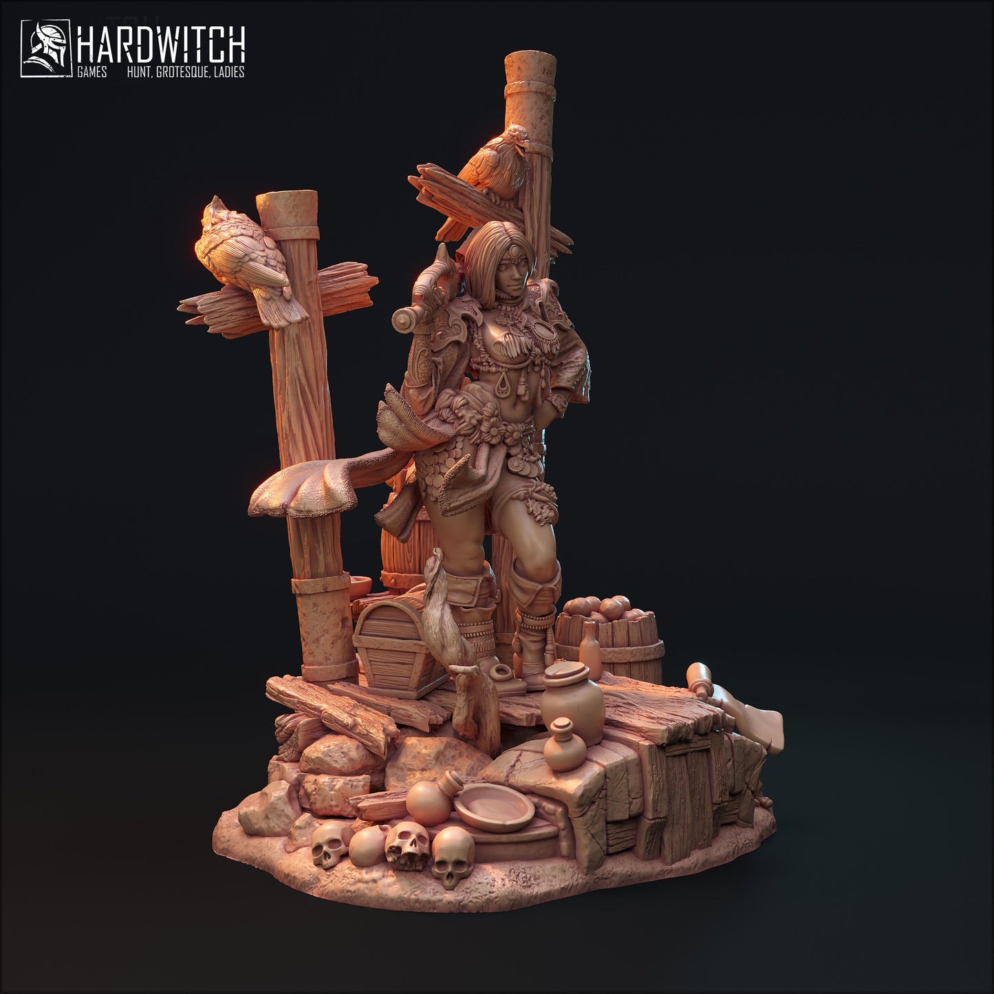 Leenhva O'Braites Miniature (w/NSFW Option) - 28mm / 32mm / 36mm / 75mm - HardWitch Games - Resin Printed Figure for D&D and TTRPGs