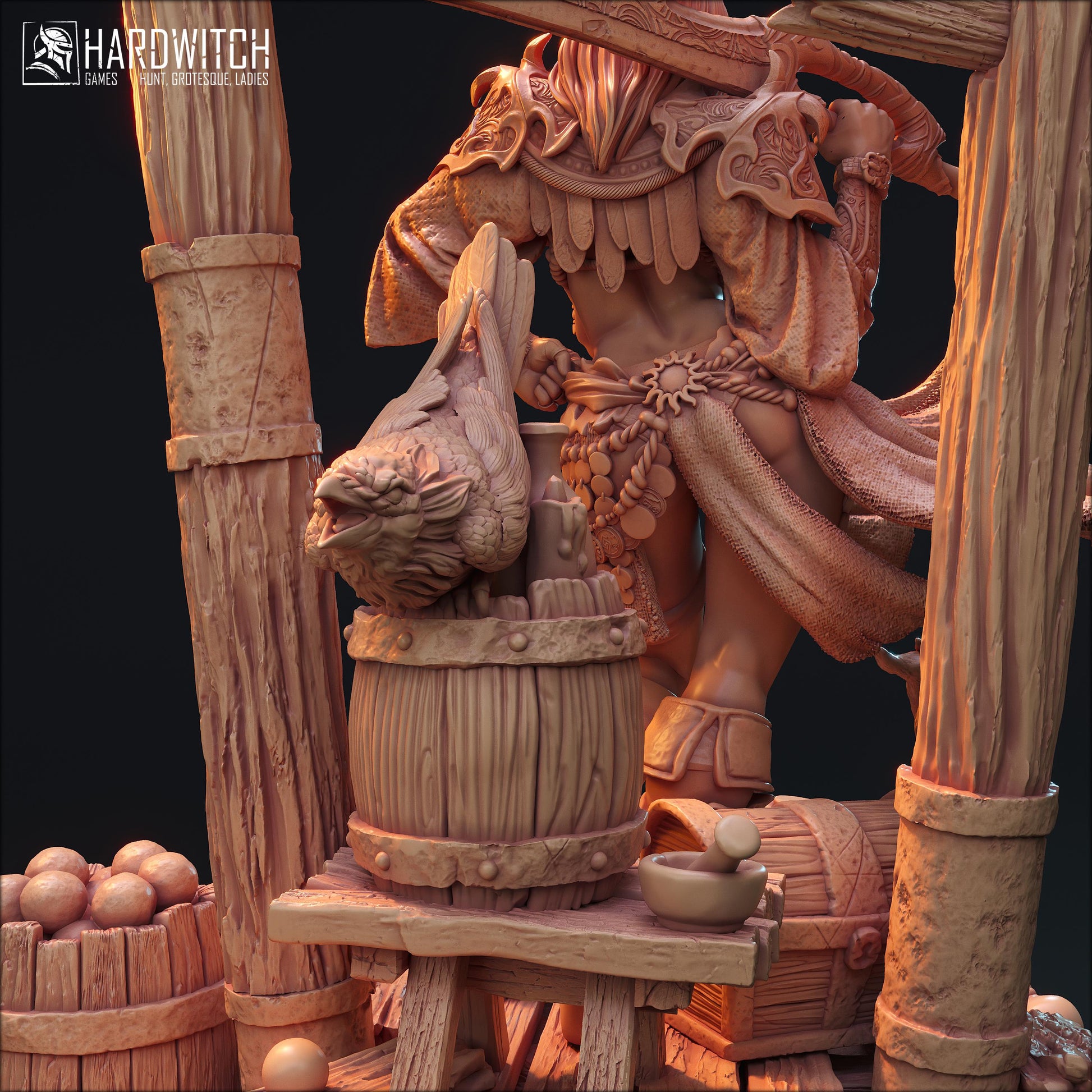 Leenhva O'Braites Miniature (w/NSFW Option) - 28mm / 32mm / 36mm / 75mm - HardWitch Games - Resin Printed Figure for D&D and TTRPGs