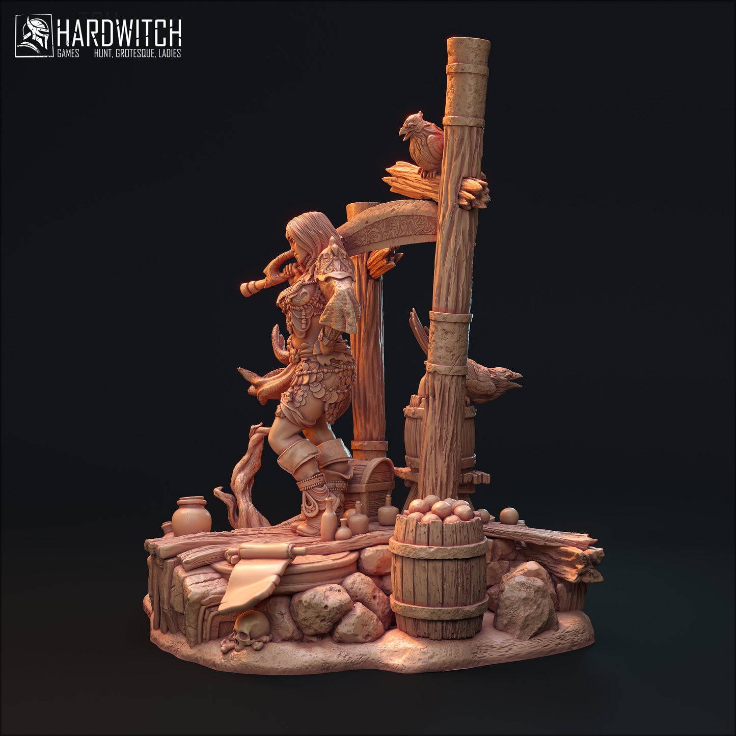 Leenhva O'Braites Miniature (w/NSFW Option) - 28mm / 32mm / 36mm / 75mm - HardWitch Games - Resin Printed Figure for D&D and TTRPGs