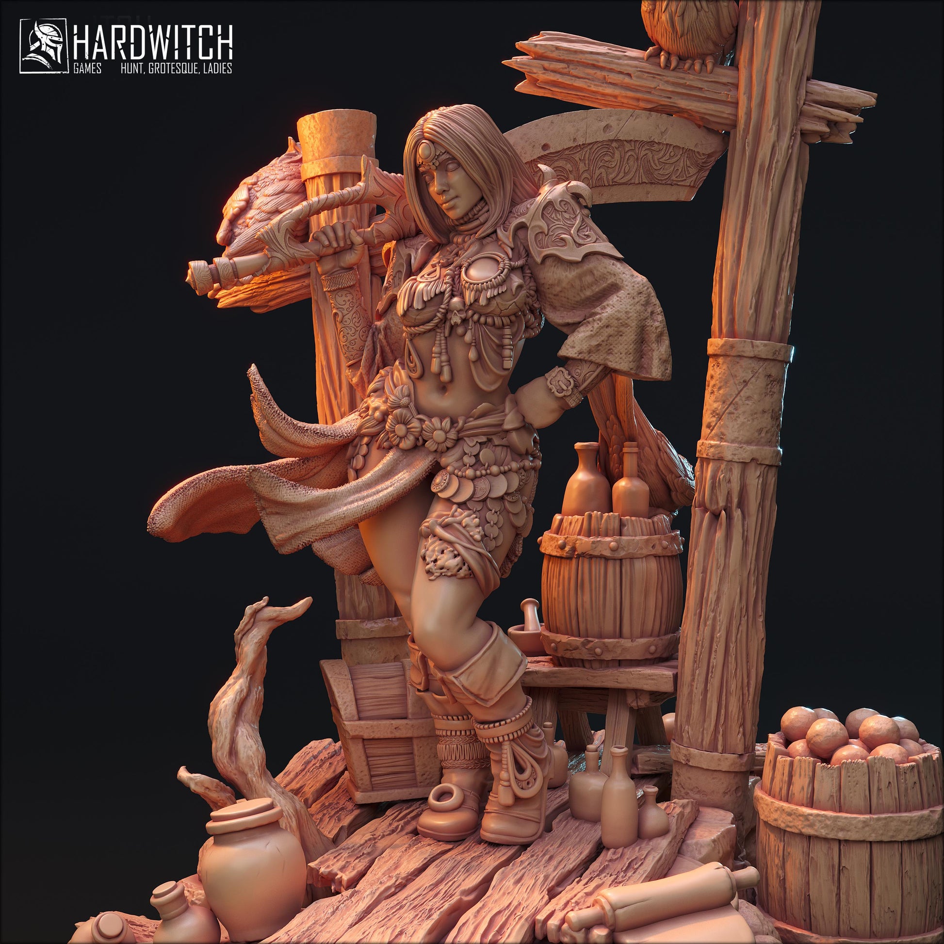 Leenhva O'Braites Miniature (w/NSFW Option) - 28mm / 32mm / 36mm / 75mm - HardWitch Games - Resin Printed Figure for D&D and TTRPGs